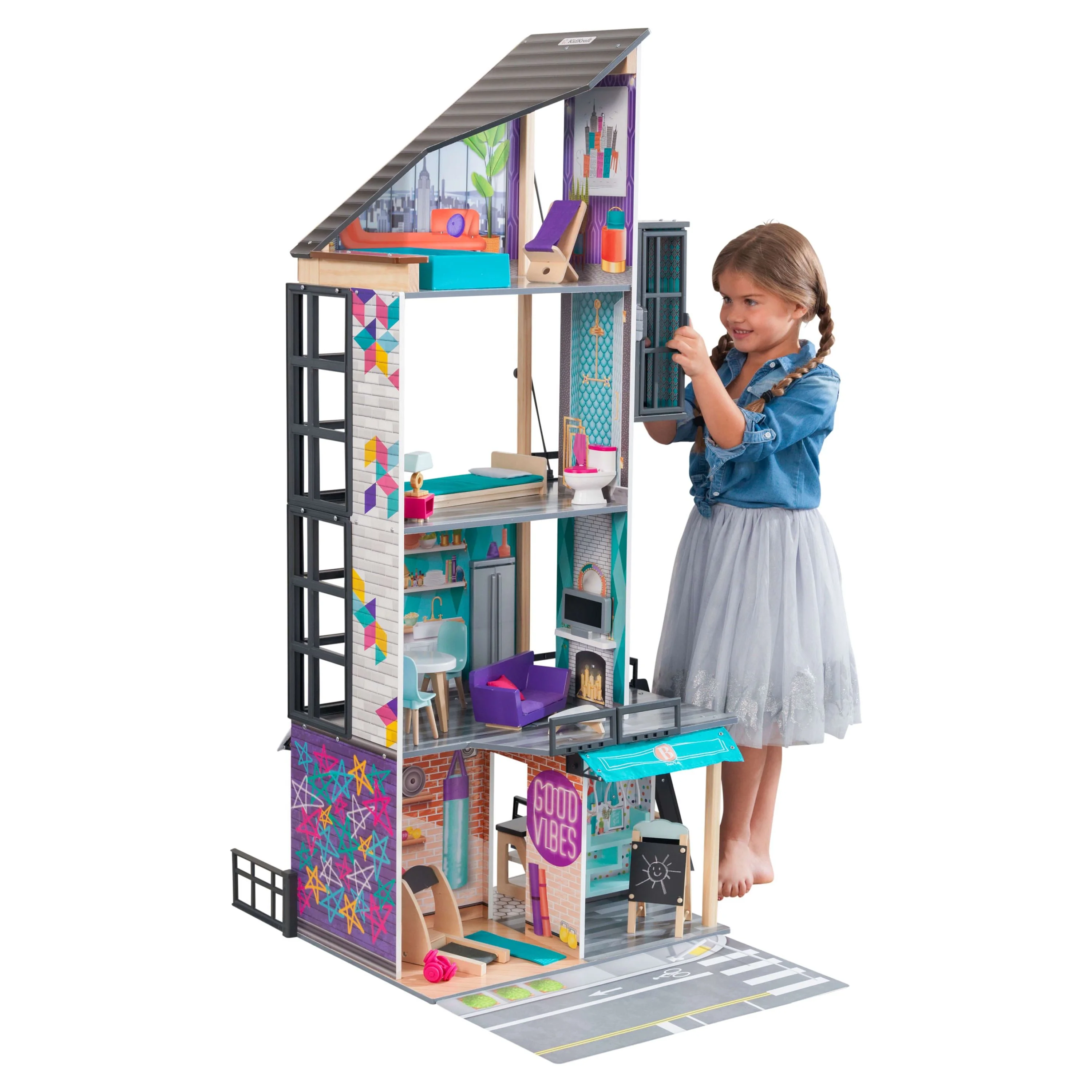 KidKraft Bianca City Life Wooden Dollhouse with 26 Pieces Included