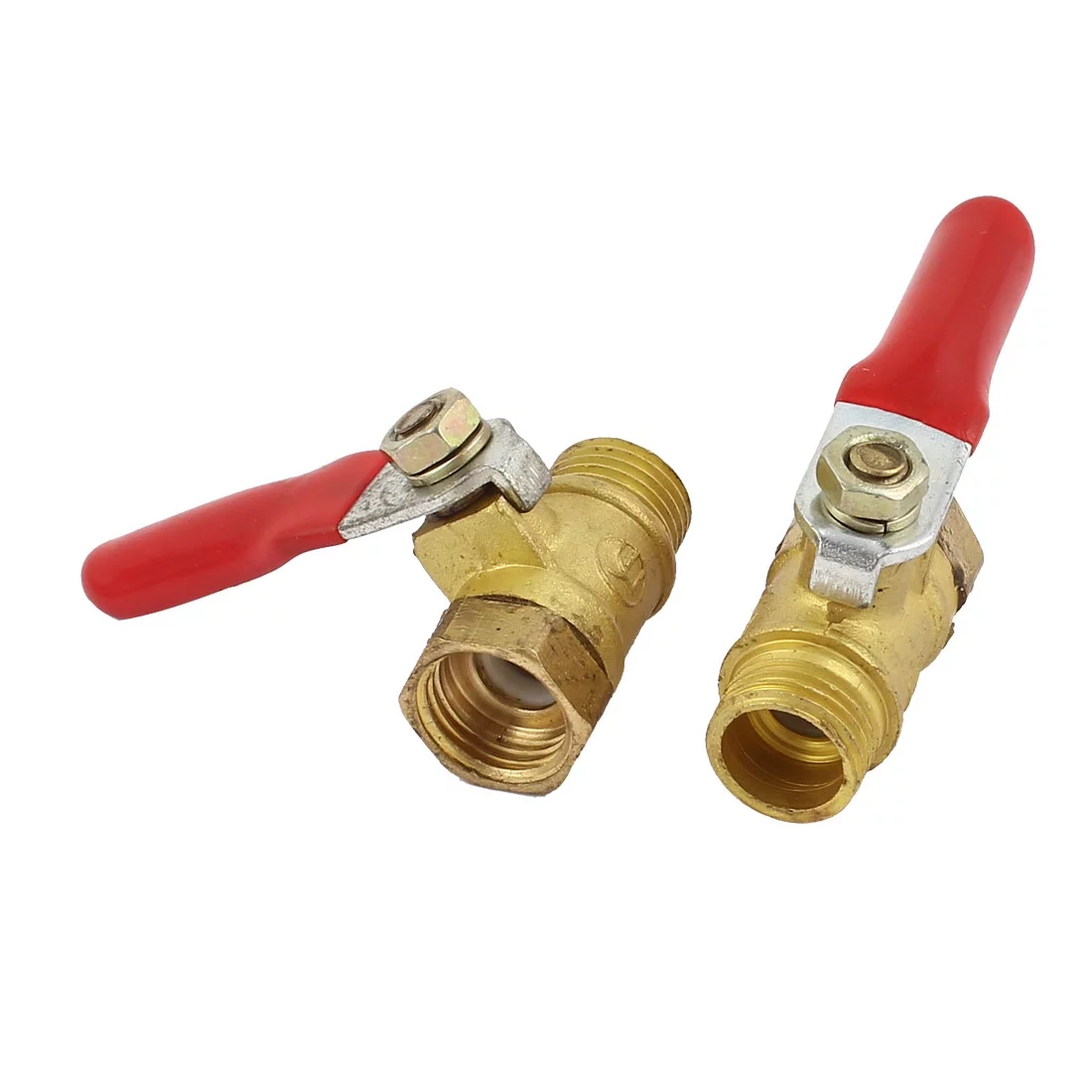 Unique Bargains 2Pcs Irrigation 13mm Male to 13mm Female  Lever Handle Ball Valve