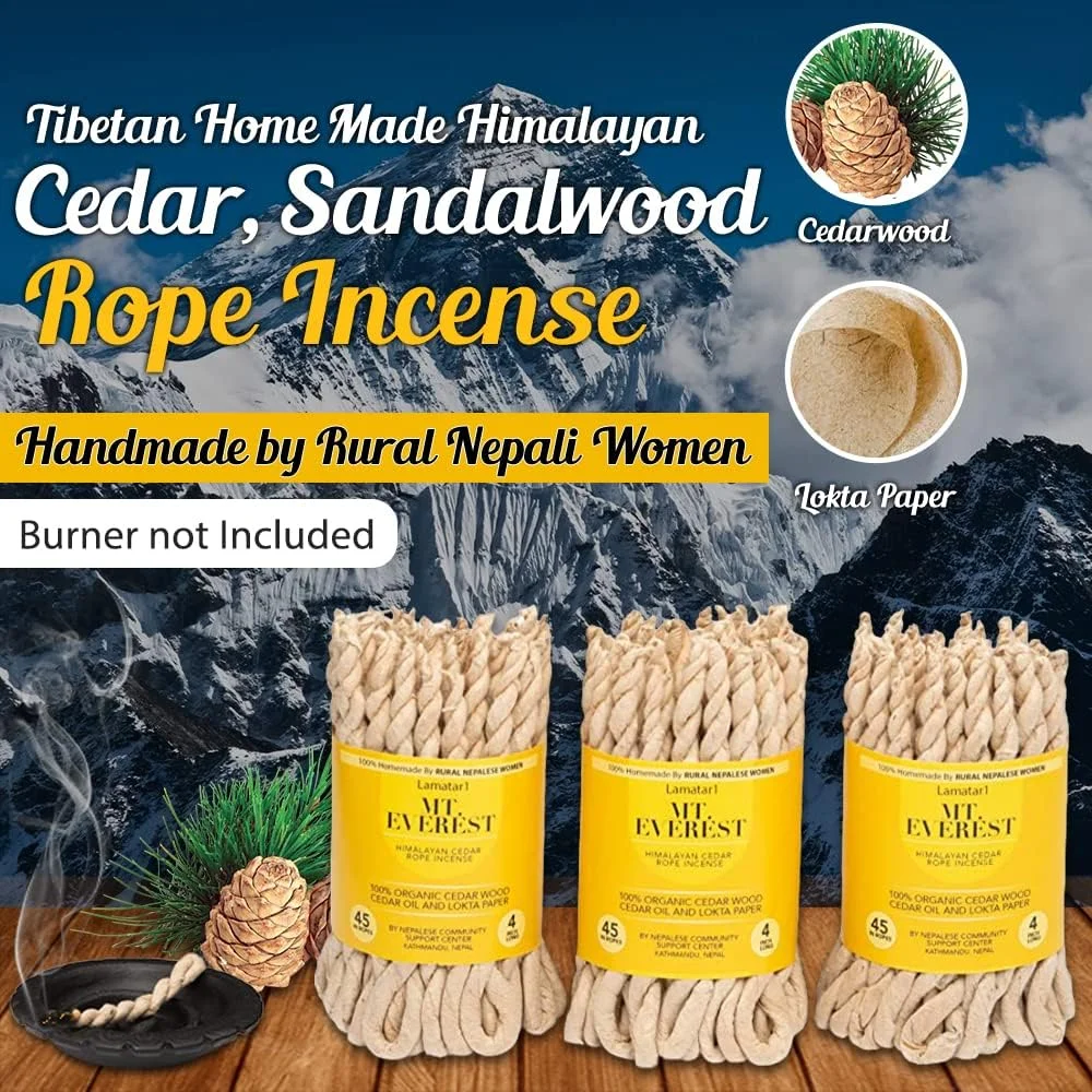 Himalyan Cedar Rope Incense Roll Of 3X45 Rope=135 Rope Founded By A Buddhist Monk In 1981