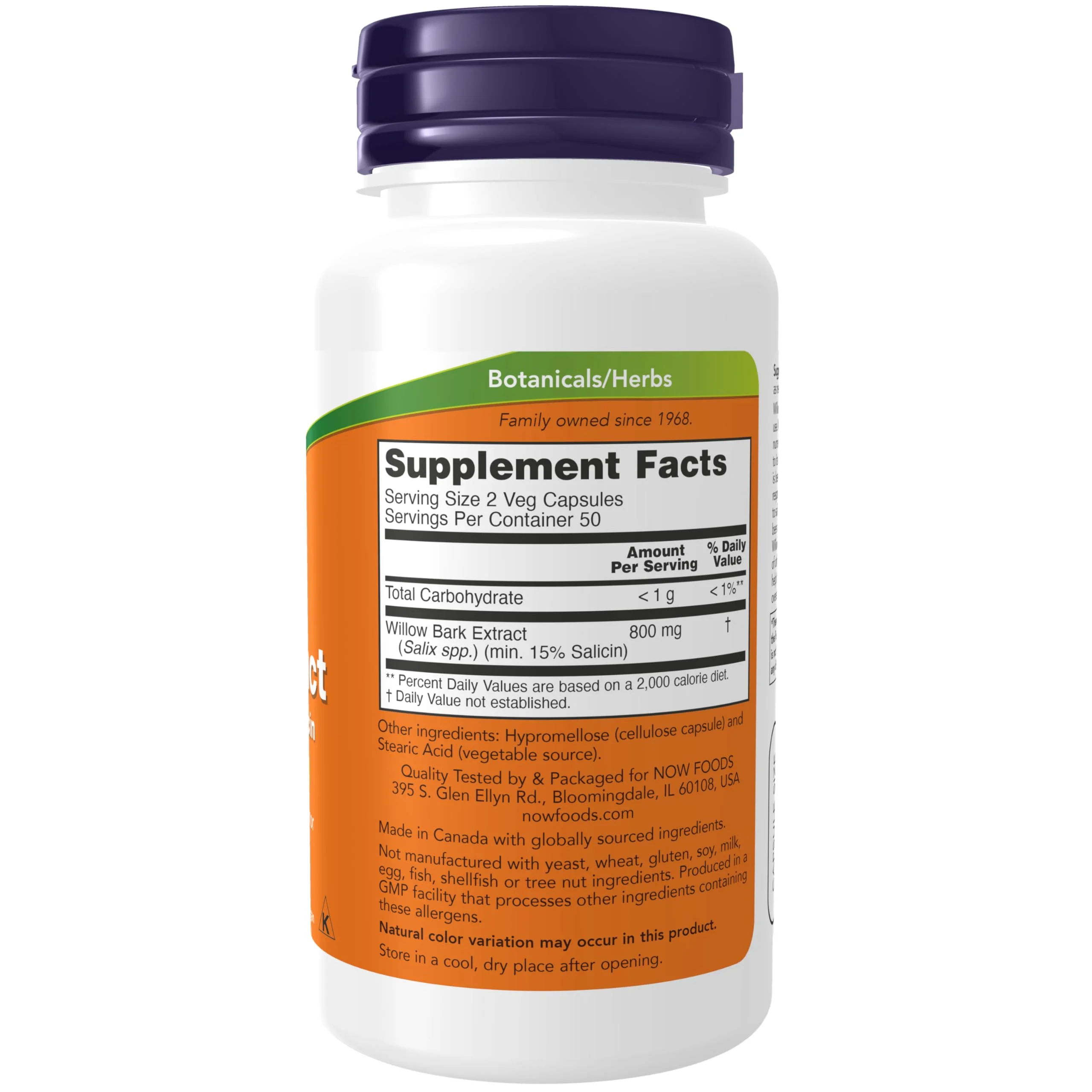 Now Supplements, White Willow Bark 400 Mg With 15% Salicin, Standardized Extract, 100 Veg Capsules