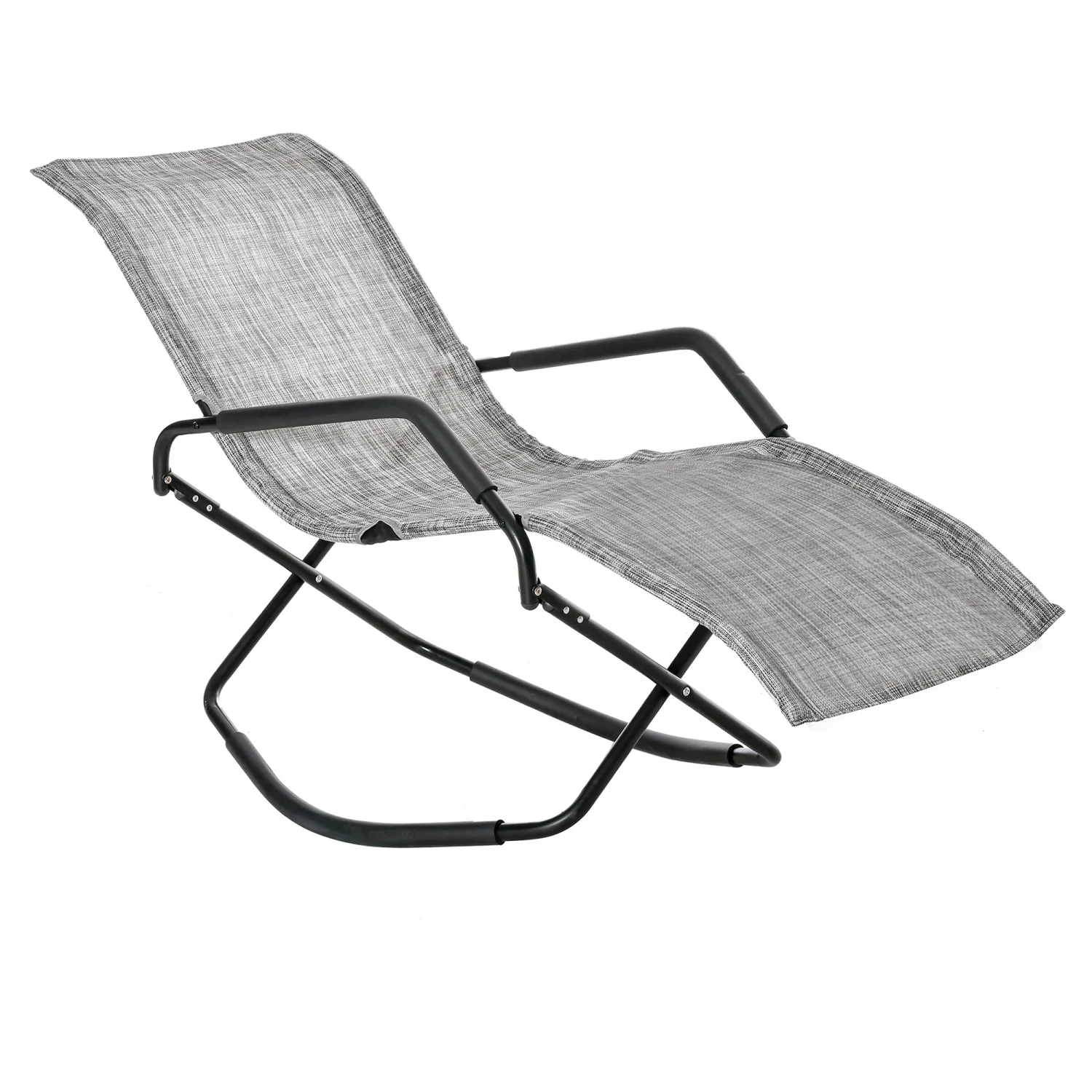 SQIOUH Rocking Sun Lounger  Chaise Lounge Rocker for Sunbathing  Sun Tanning  Foldable  Portable Outdoor Patio Chair  Gray