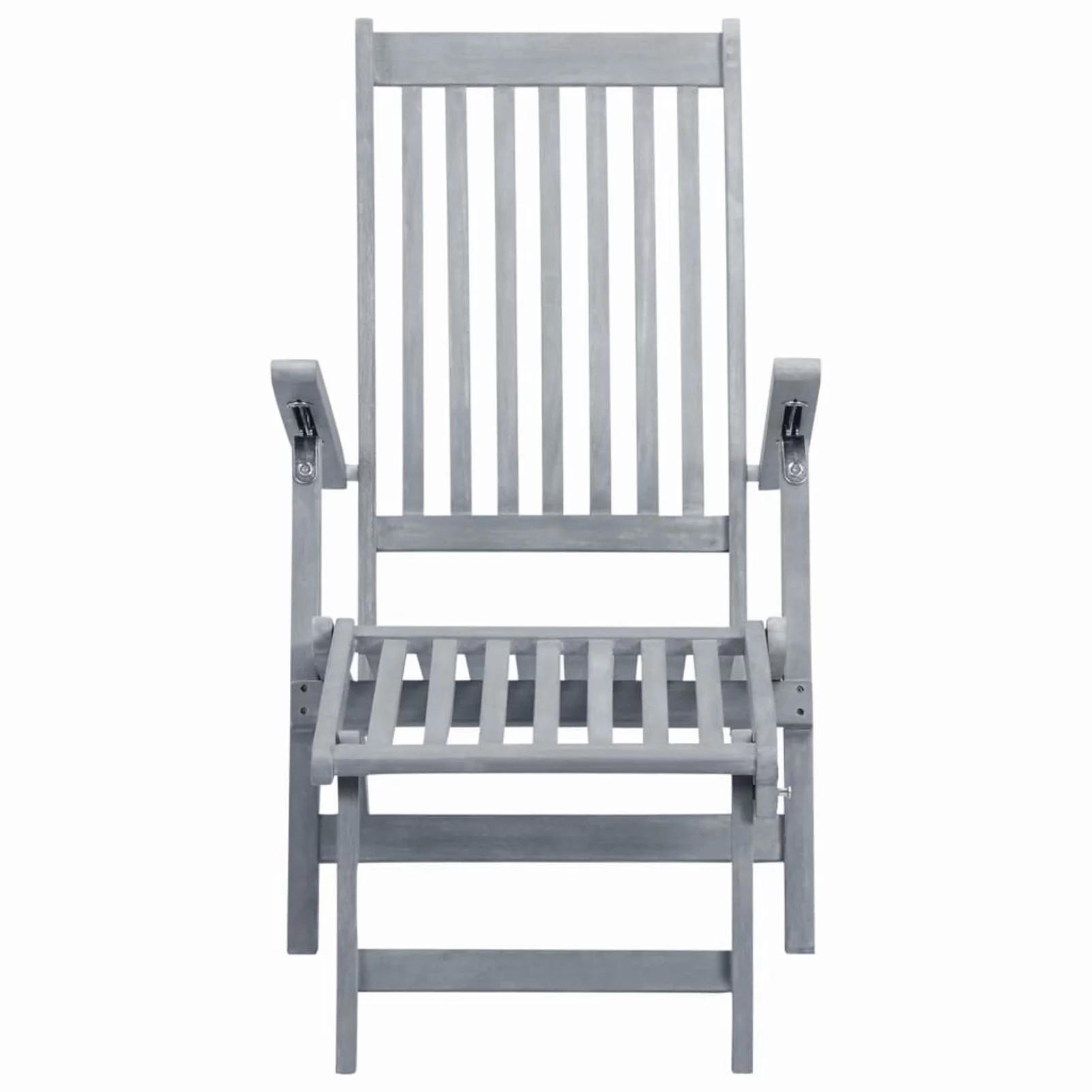 Suzicca Patio Deck Chair with Footrest Gray Wash Solid Acacia Wood