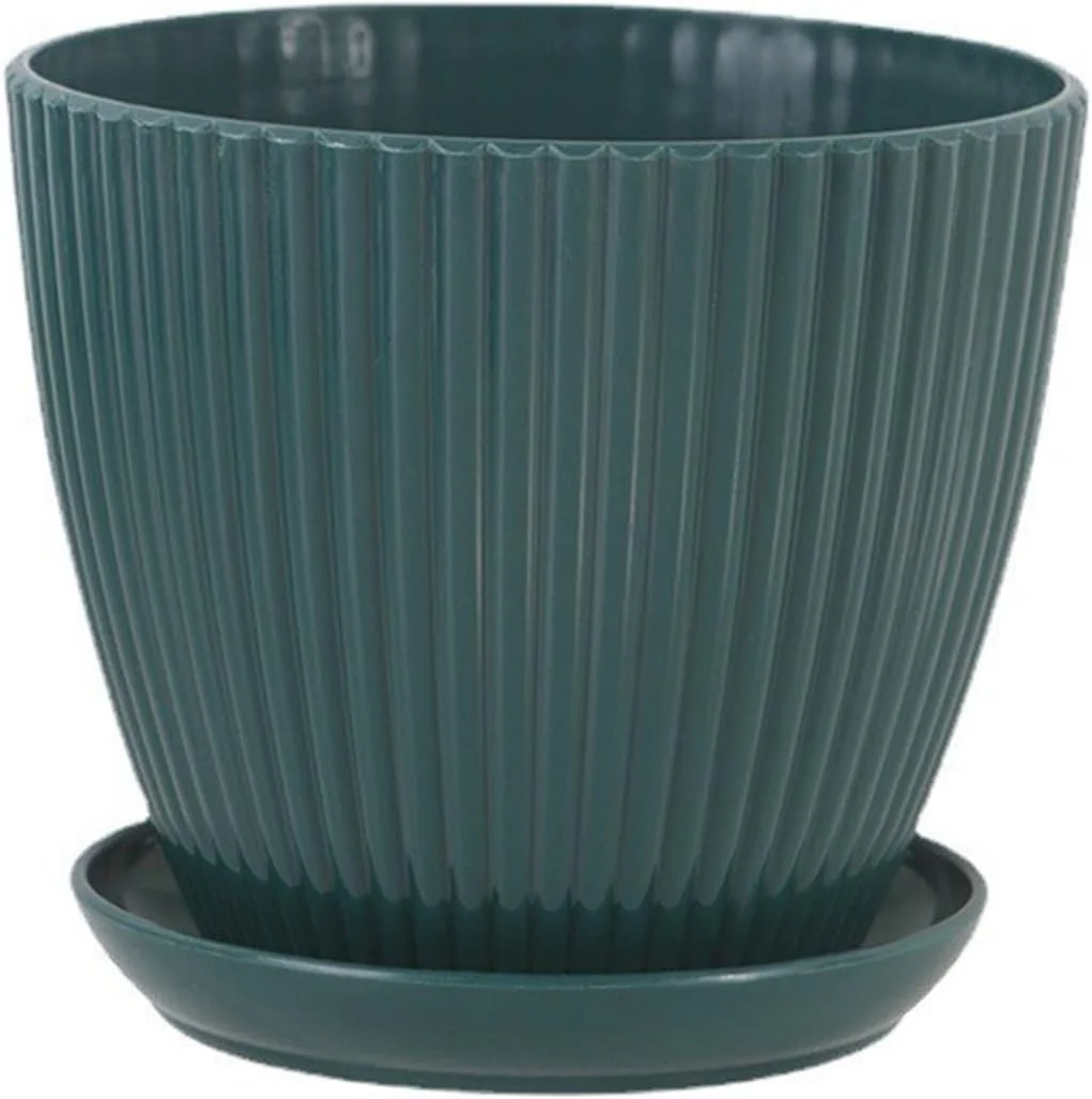 Plastic Planter Pot with Tray and Drainage Holes Modern Decorative Garden Planter Pot Flower Plant Container Bonsai Pot