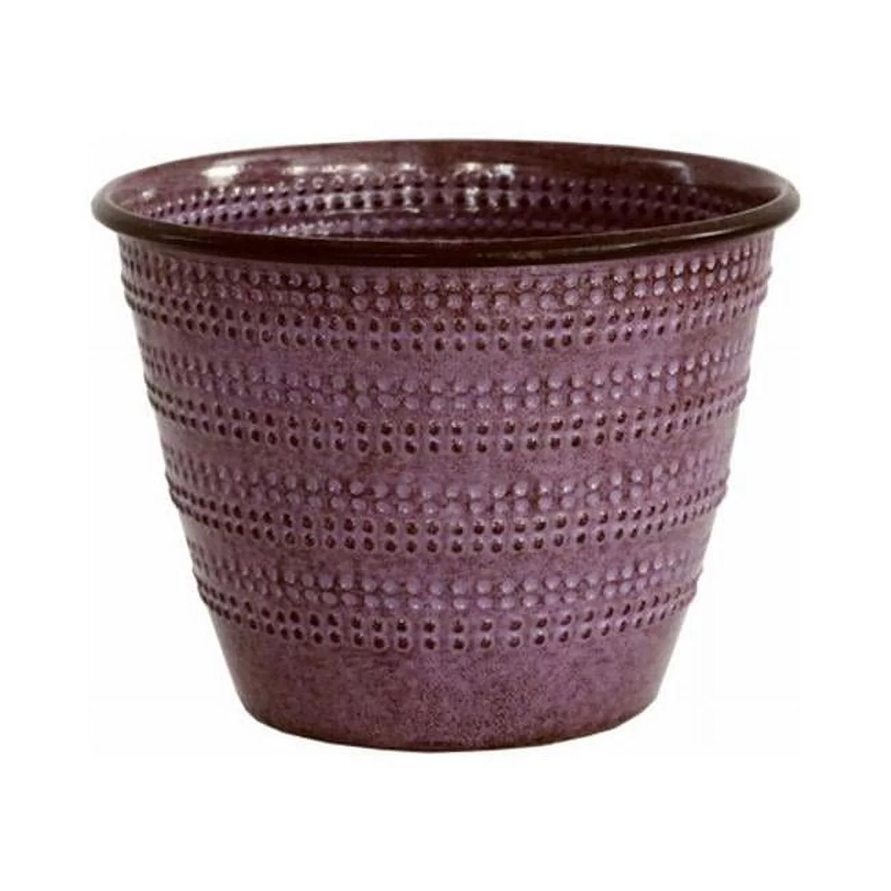 Robert Allen Cobblestone 4.75 in. H X 6.375 in. W Metal Planter Plum
