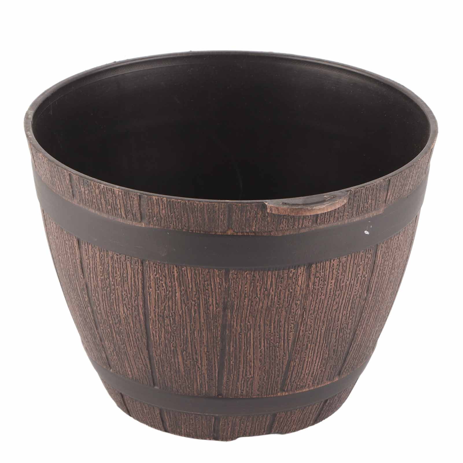 Verdant Touch Planting Barrel Imitation Wooden Barrel PP Resin Flower Pot Imitated Wood Planting Barrel