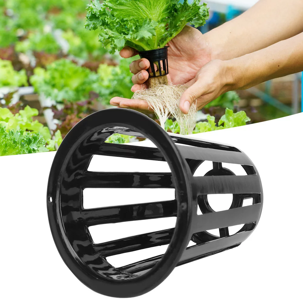 50Pcs Hydroponics Mesh Pot, Hydroponics Aeroponic Pot Soilless Plant Flower Growing Basket Mesh Pot Net for Greenhouse(Black)