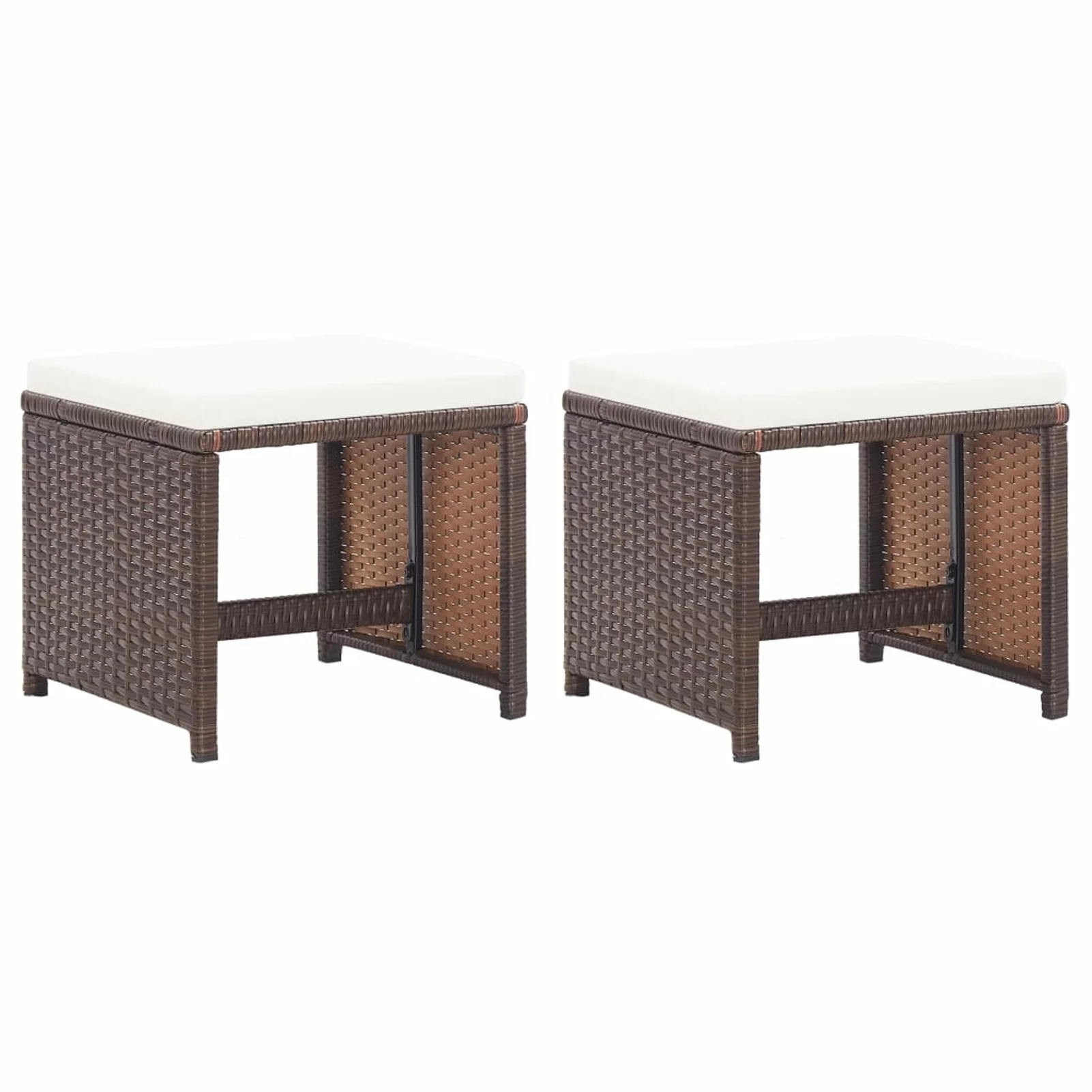 Suzicca Patio Stools 2 pcs with Cushions Poly Rattan Brown