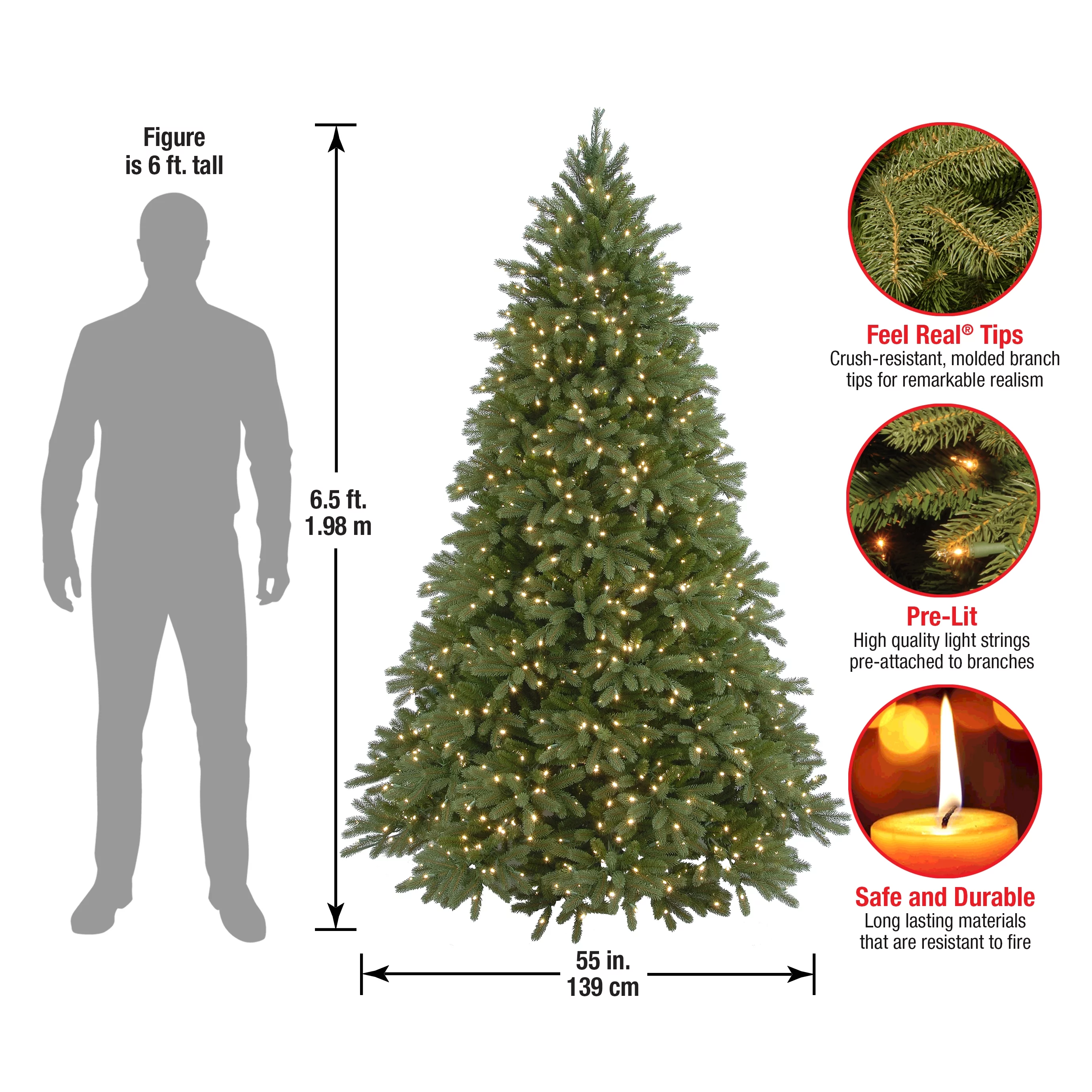 6.5 ft. Jersey Fraser Fir Tree with Clear Lights