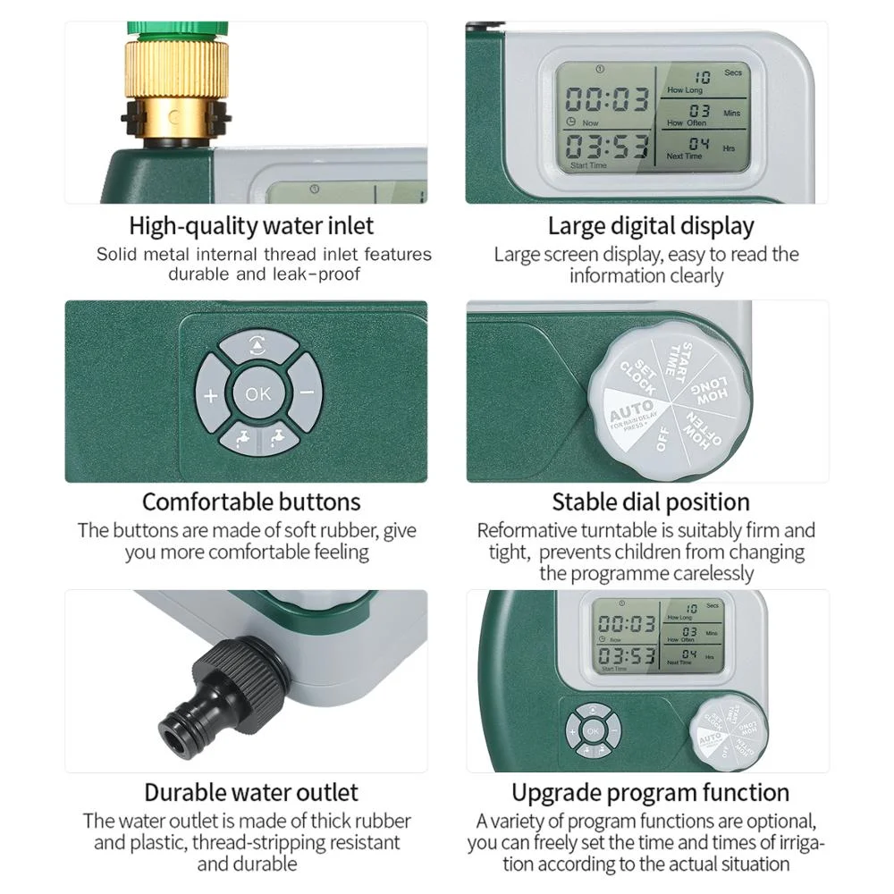 Battery Operated Automatic Watering Sprinkler System Irrigation Controller Programmable Digital Hose Faucet Timer with 2 Outlet