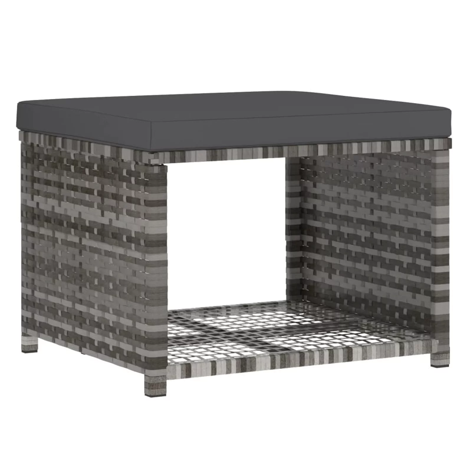 OWSOO 4 Piece Patio Dining Set with Cushions Gray Poly Rattan