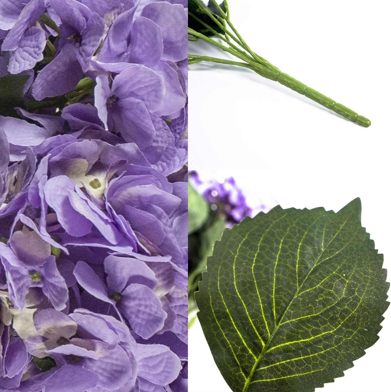 Hydrangea Silk Flower Bush, Seven Heads Per Bush, UV Resistant, Indoor & Outdoor Silk Plant, Adjustable StemLarksilk Hydrangea Silk Flower Bush, Seven Heads Per Bush, UV Resistant