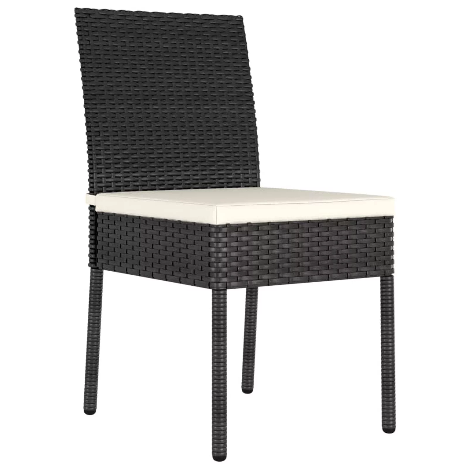 Anself 2 Piece Garden Chairs with Cushion Black Poly Rattan Dining Chair Steel Frame Outdoor Side Chair Patio Balcony Backyard Outdoor Indoor Furniture 22.4 x 17.3 x 34.6 Inches (W x D x H)