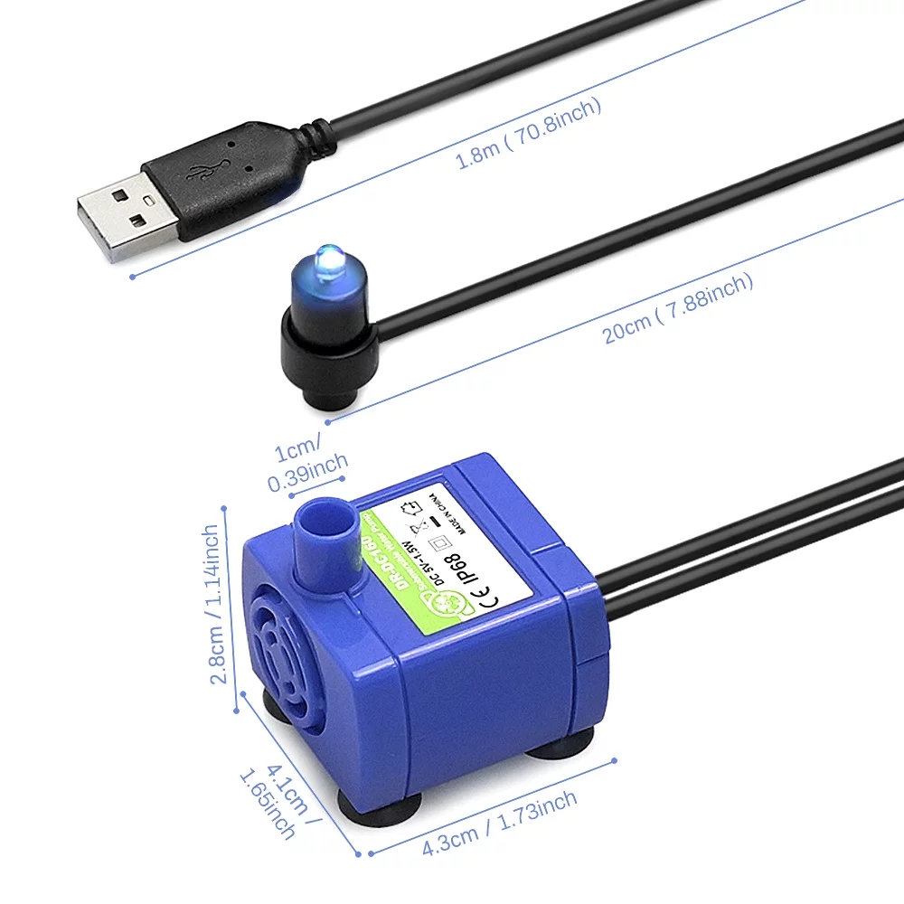 Durable USB Water Fountain Pump Replacement Motor with LED Indicator Light Pump Motor for Long lasting Hydration