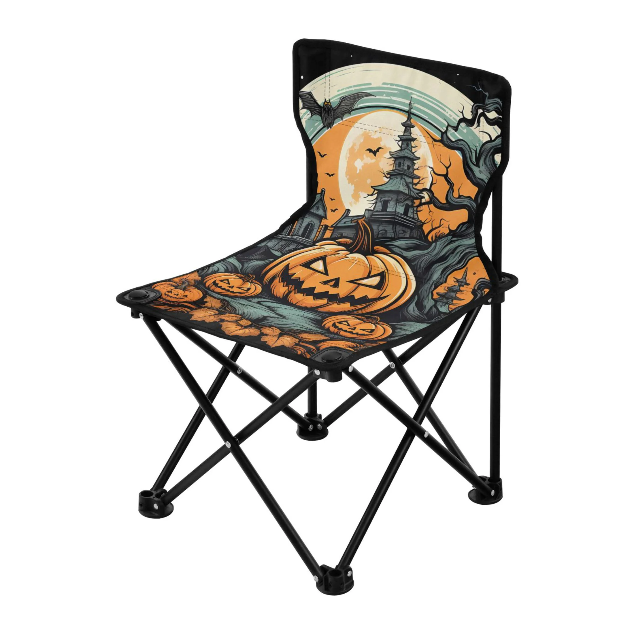 Halloween Pumpkins Portable Camping Chair Small for Kids Outdoor Folding Beach Chair Fishing Chair Lawn Chair with Carry Bag
