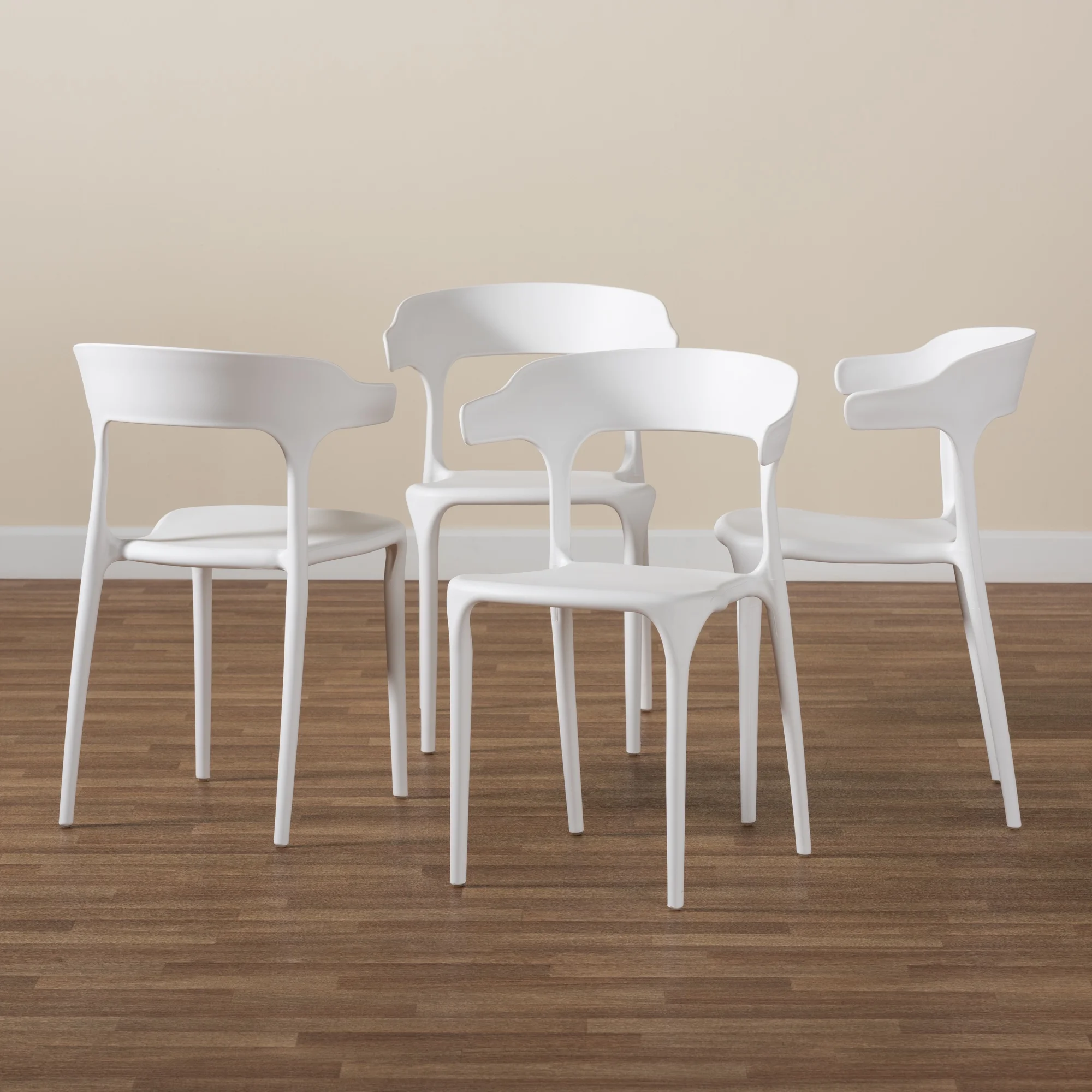Baxton Studio Gould Dining Chair, Set of 4, White