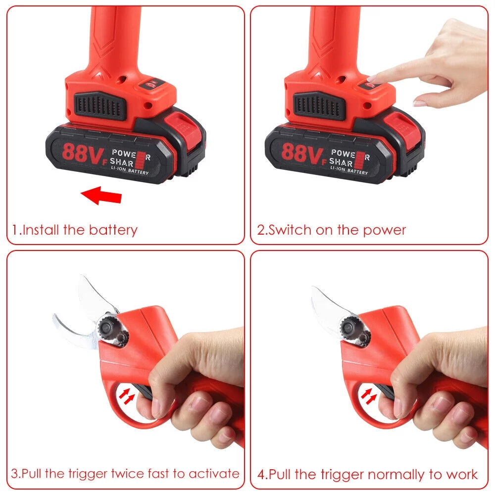 Electric Pruning Shears Cordless Cutter Pruner Scissors Branch Nursery W/Battery