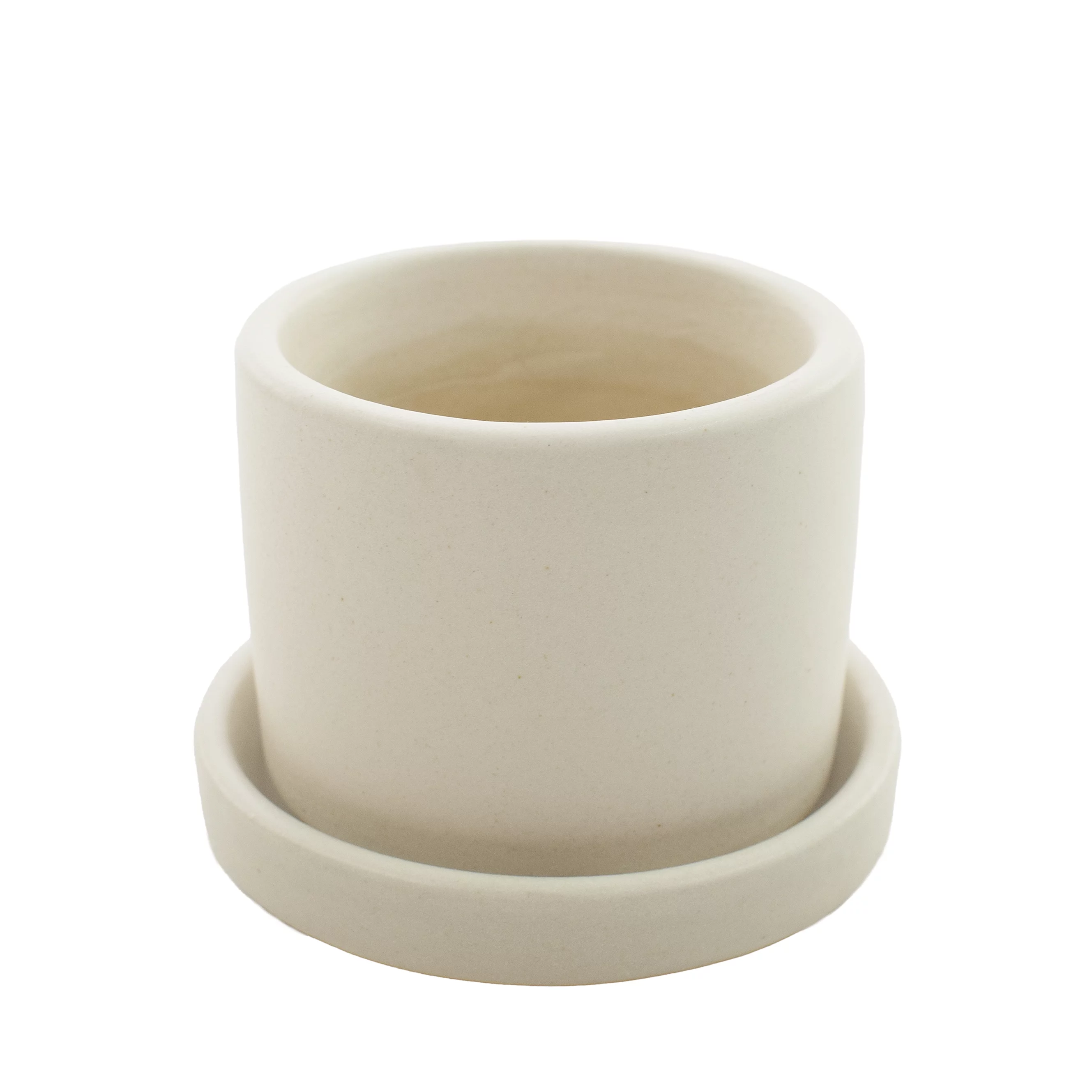 Plant with Purpose 2.5 in. Hyde Semi Matte Cream Ceramic Container with Saucer - 1 Piece