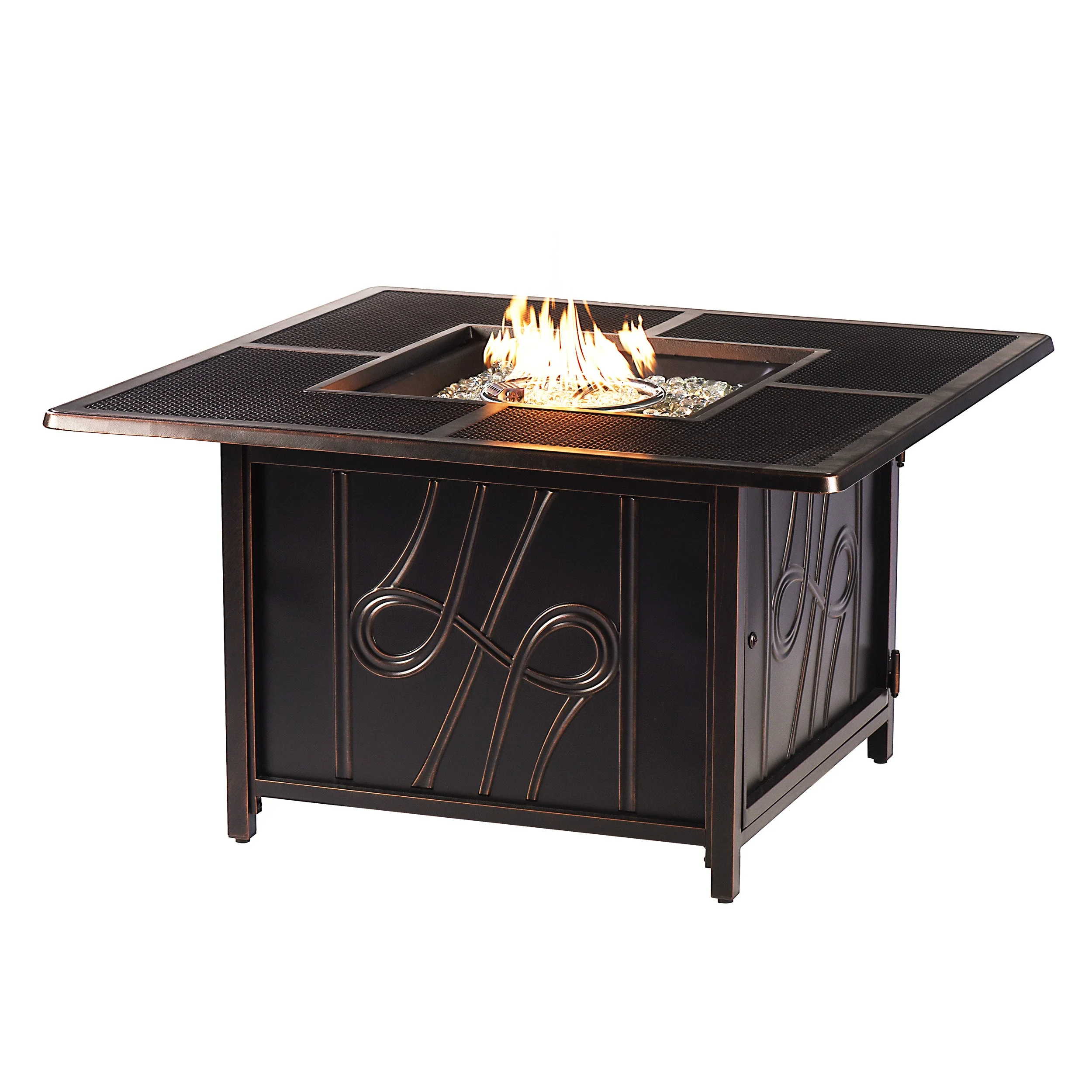 Aluminum 42-in Square Propane Fire Table with Beads, Covers and Lid