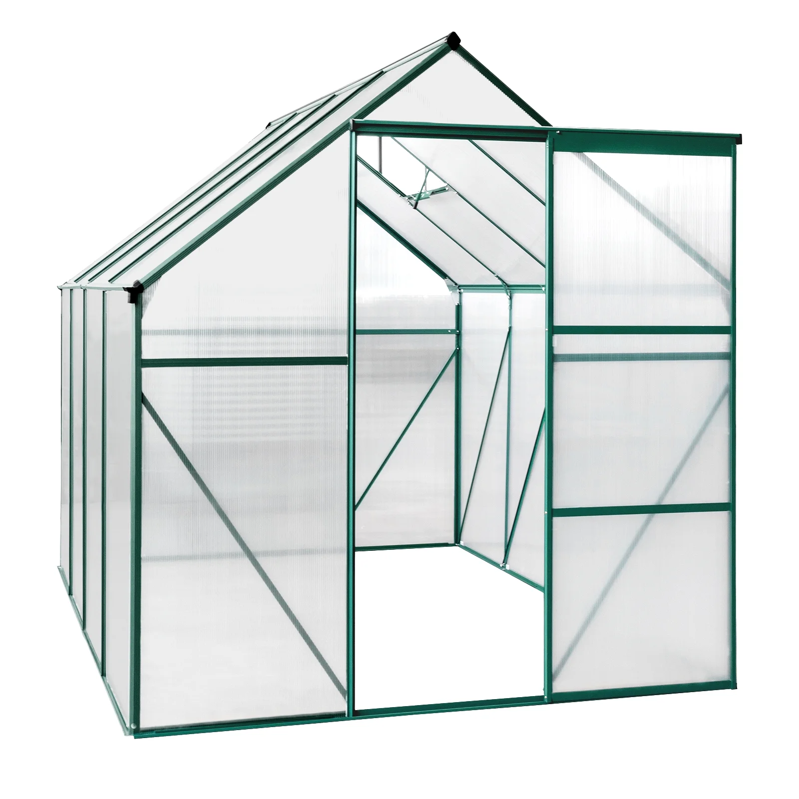 6x8 Hybrid Polycarbonate Greenhouse Green