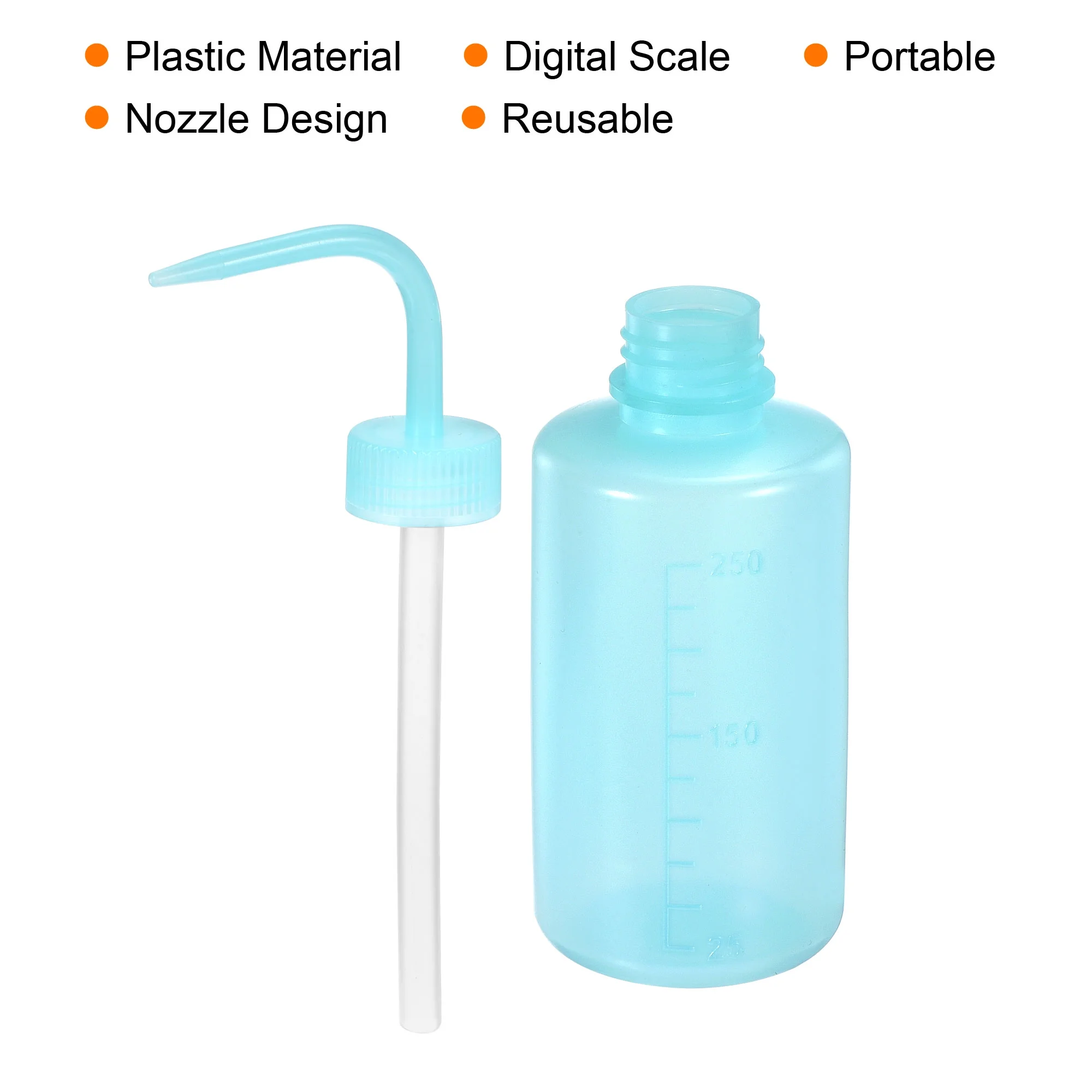 Uxcell 250ml Plastic Water Irrigation Spout Squeeze Washing Bottle, Blue 2 Pack