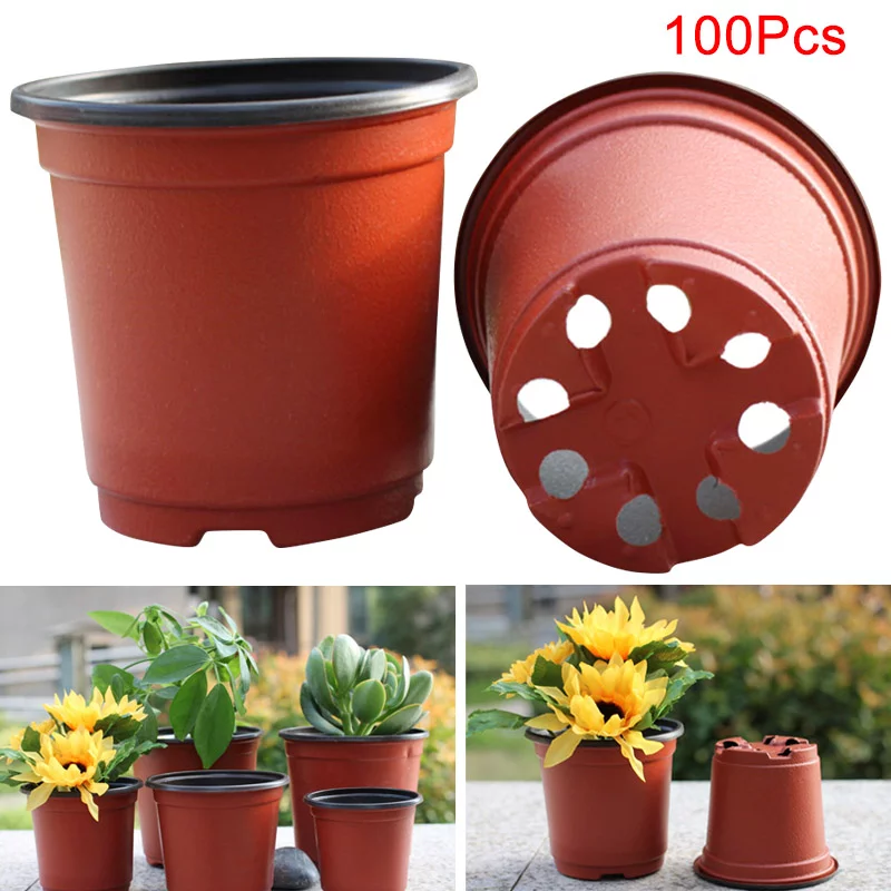 100pcs Plastic Nursery Pot Double Color Plant Seedling Holder Raising Nutrition Block Pots SP99