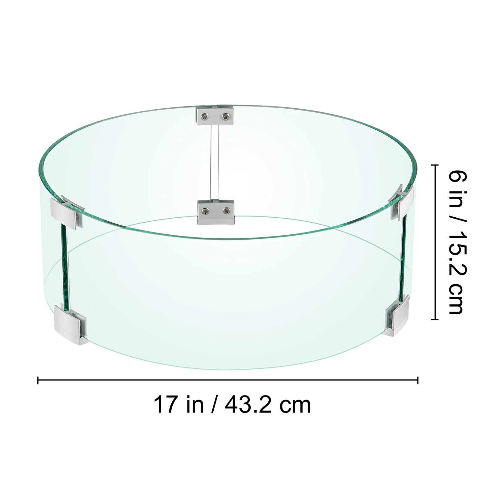 SKYSHALO Fire Pit Wind Guard, 17 x 17 x 6 inch Glass Flame Guard, Round Glass Shield, Clear Tempered Glass Flame Guard, 1/4-Inch Thick Fire Table, Steady Feet Tree Pit Guard