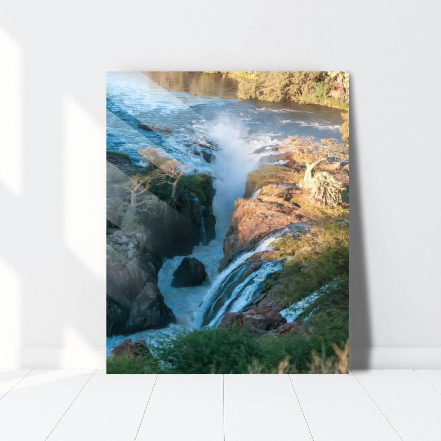 HelloGlass Tempered Glass Wall Art Decor Part of the Epupa waterfalls Prints On Glass Paingting Picture Modern Artworks For Living Room Bedroom Office 12x8inch