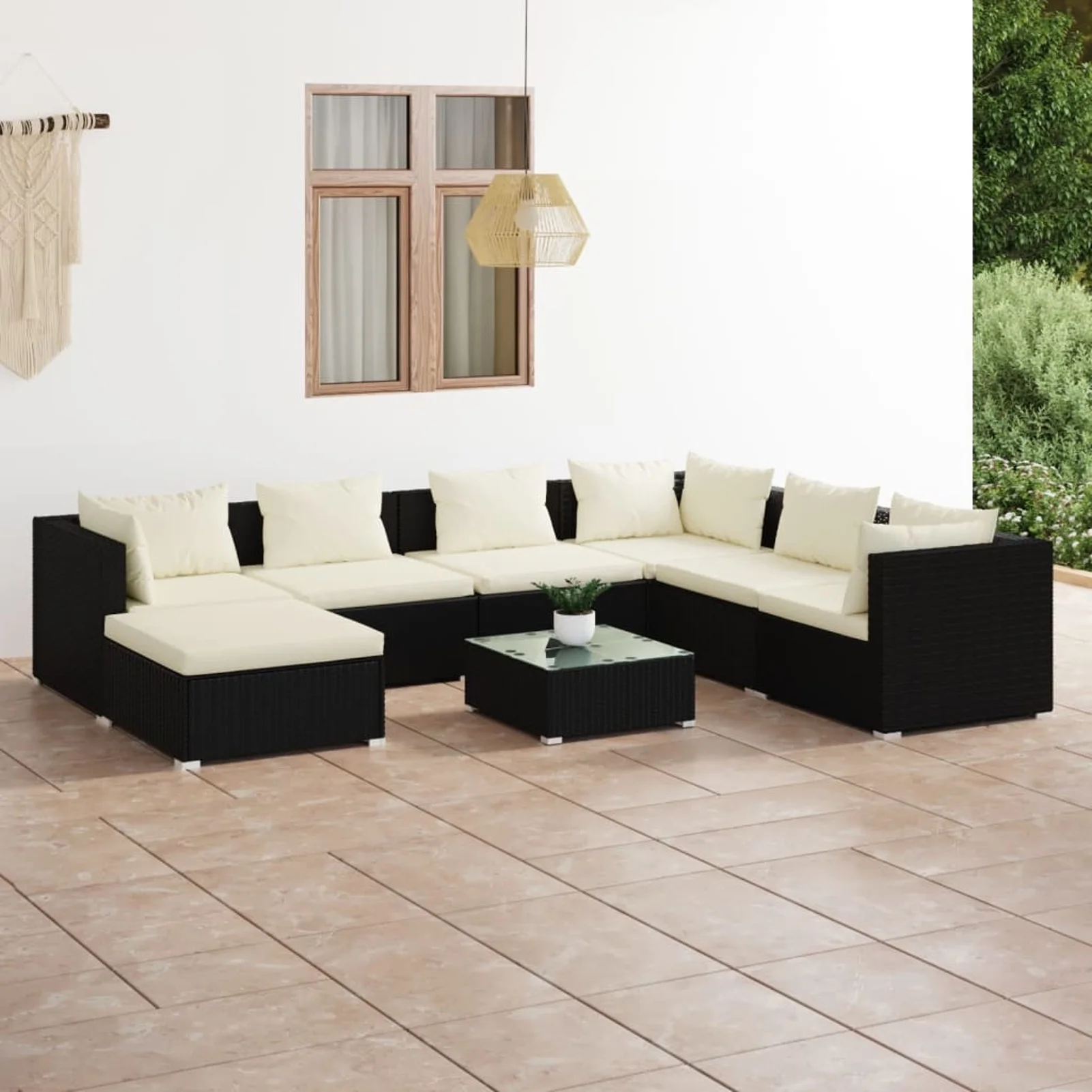Andoer parcel,Patio Furniture With Cushions 8 Piece Rattan 3101847 Furniture Poly Rattan Patio Set Cushions Conversation Patio Sofa Seat Furniture Vidaxl Balcony Sofa Seat Rewis Lawn Balcony