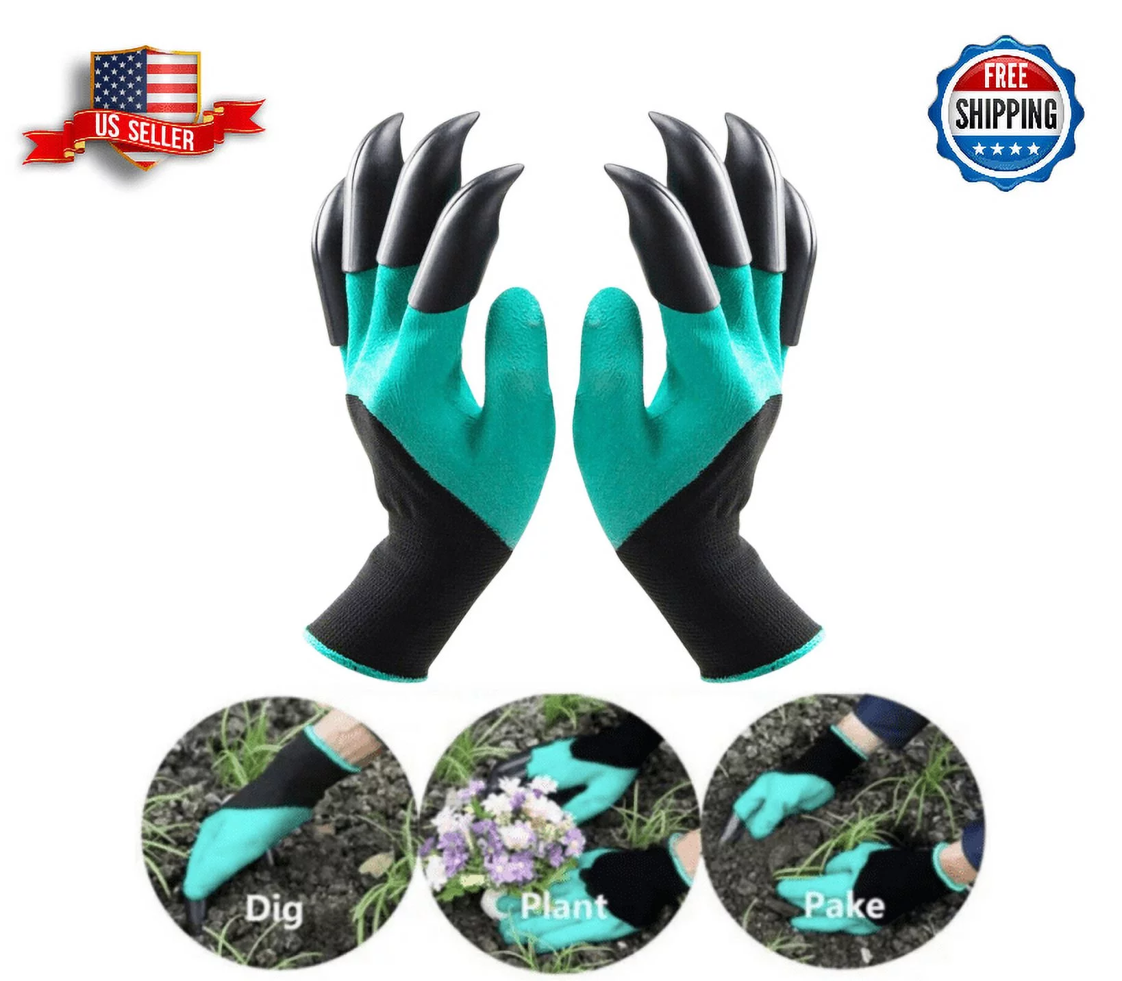 Gardening Digging Planting Pruning Tools Lawn Care 8 Claws Garden Genie Gloves