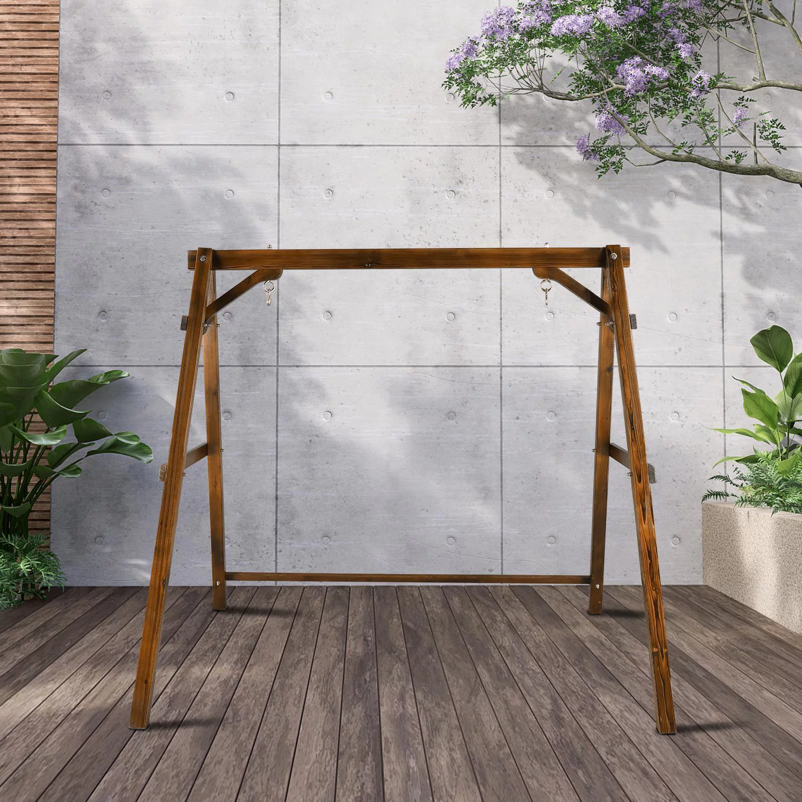 Wood Swing Frame for 4ft Swing Chair Solid Structure Design Hold up to 600lbs