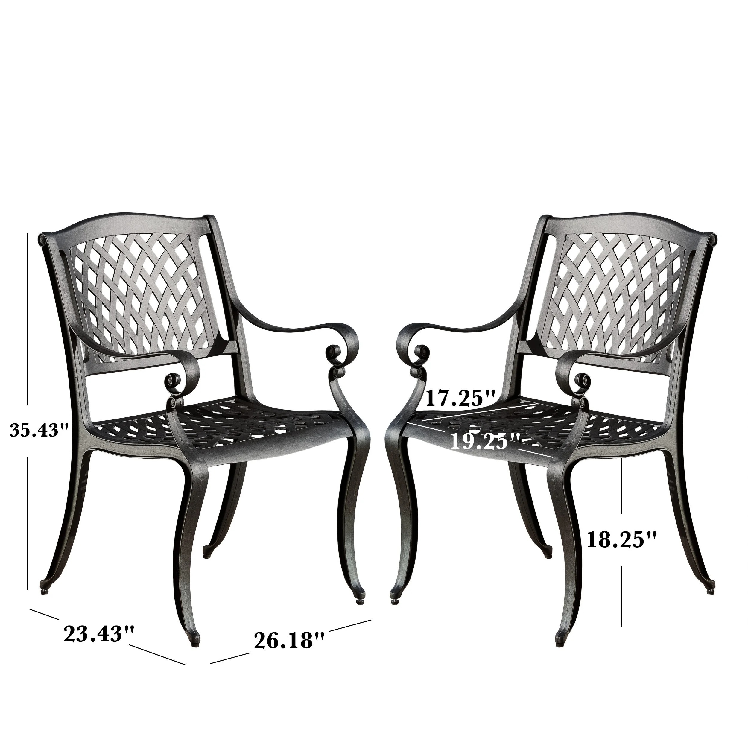 22 in,Grid Chair,These Durable, High-quality Chairs Are Made of Cast Aluminum with Mesh Backrests and Seat Rest,Provides A Sturdy, Weather-resistant Frame,backyard,courtyard,deck Space