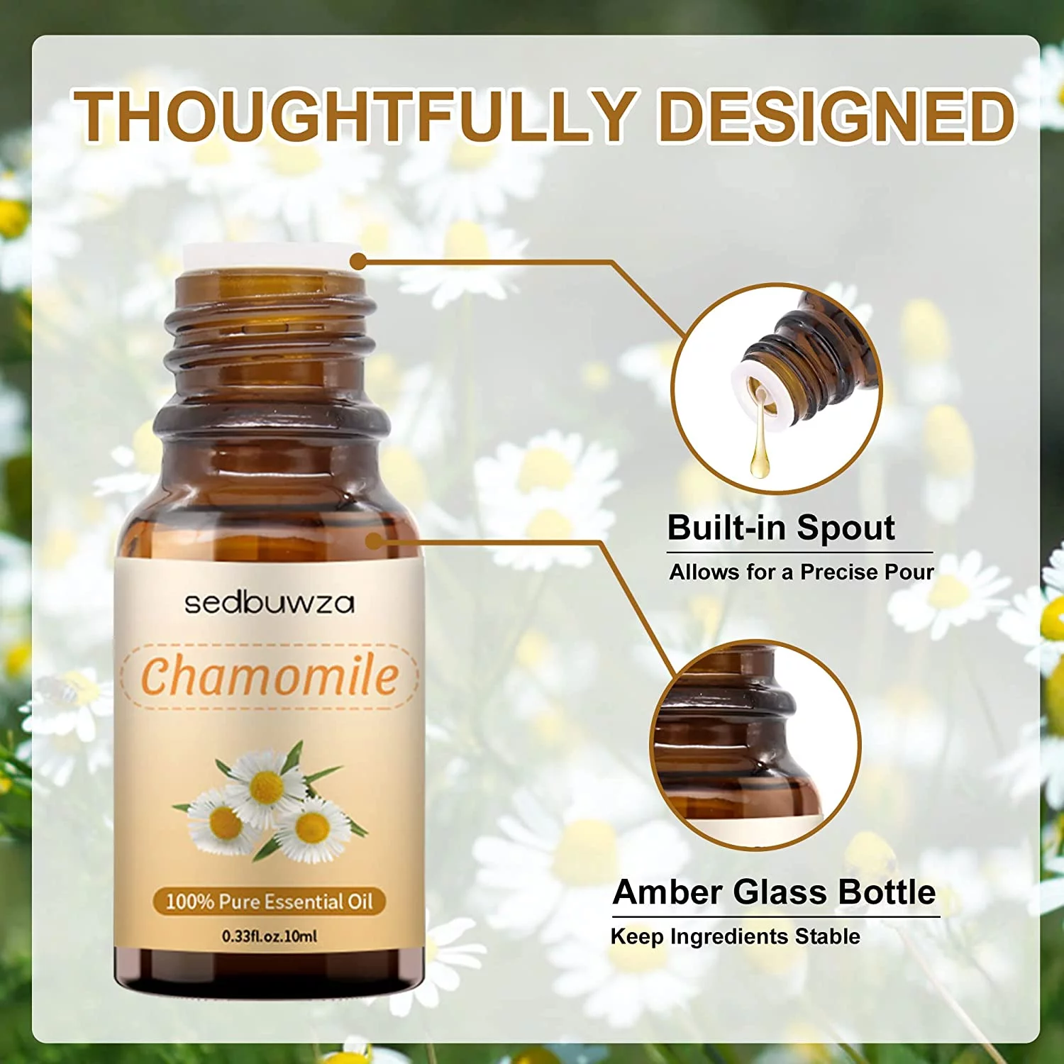 Sedbuwza Essential Oils 100% Pure Eucalyptus, Rose, Chamomile Set 10ml