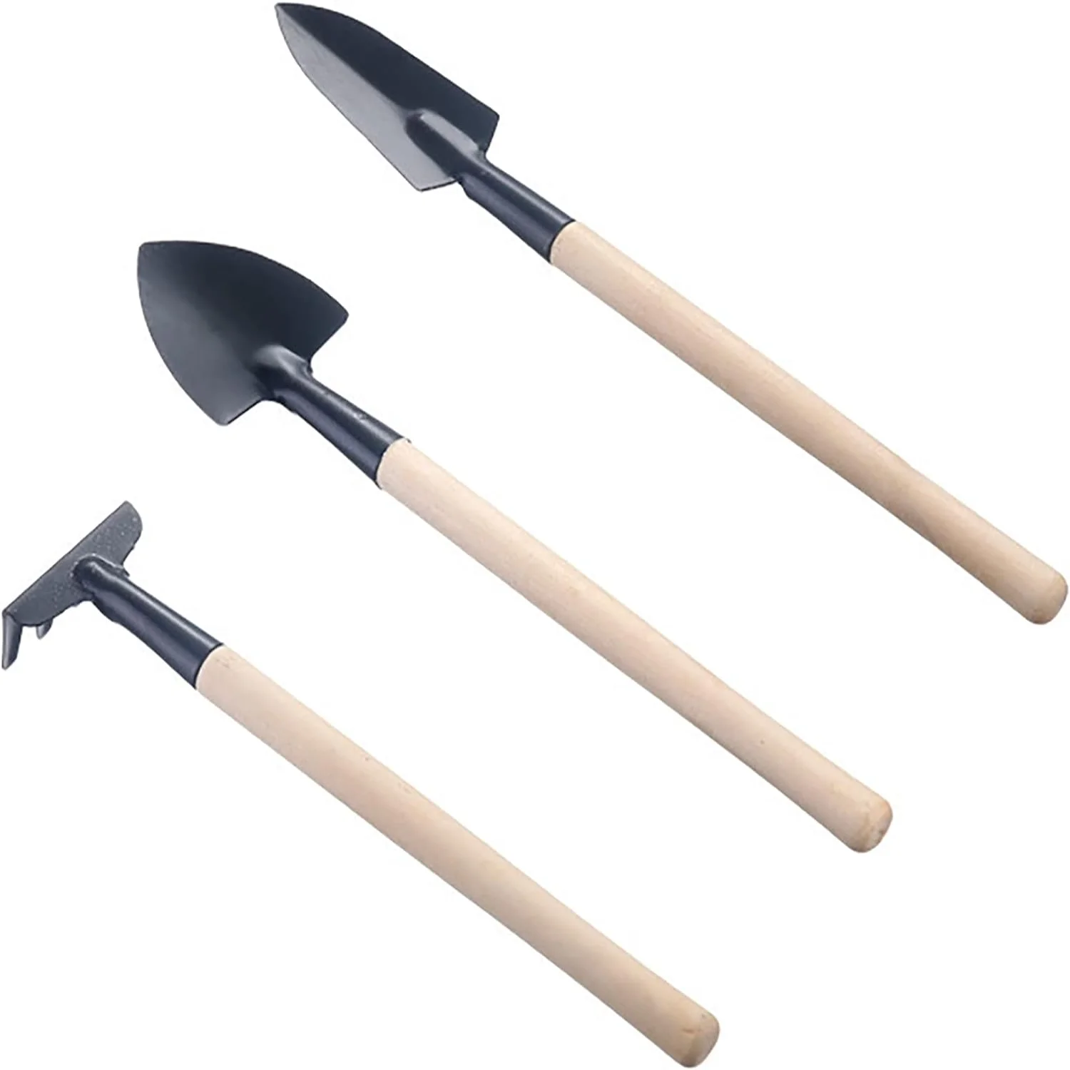 Efficient  convenient  and ergonomic 3-Piece Mini Garden Tool Set with durable wood handles - Compact design for effortless succulent pot planting  transplanting  and digging - Essential