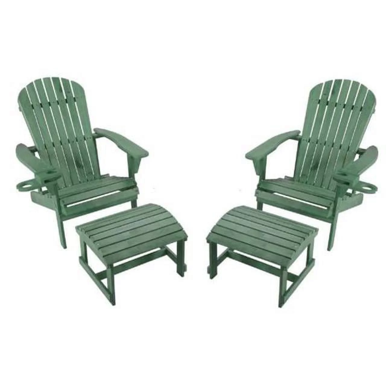 W Unlimited  Earth Collection Adirondack Chair with Phone & Cup Holder, Sea Green - 4 Piece
