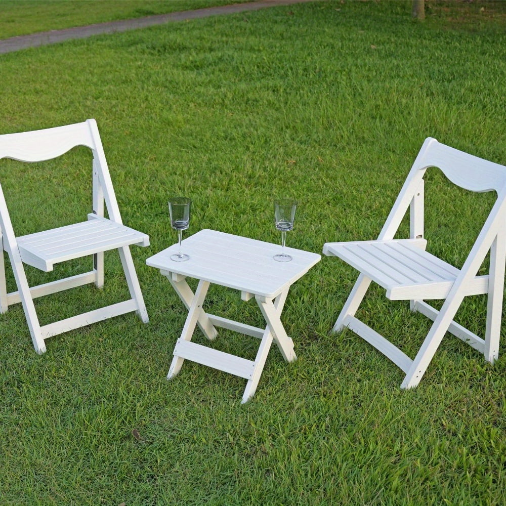 Zateety Foldable Small Table and Chair Set with 2 Chairs and Rectangular Table  White