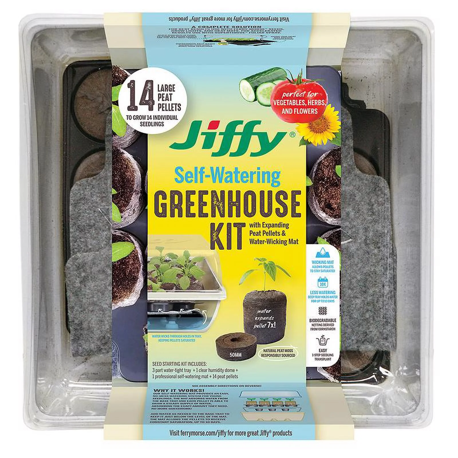 1 Pc, Jiffy 14 Cells 11 In. H X 11 In. W Seed Starting Kit 1 Pk