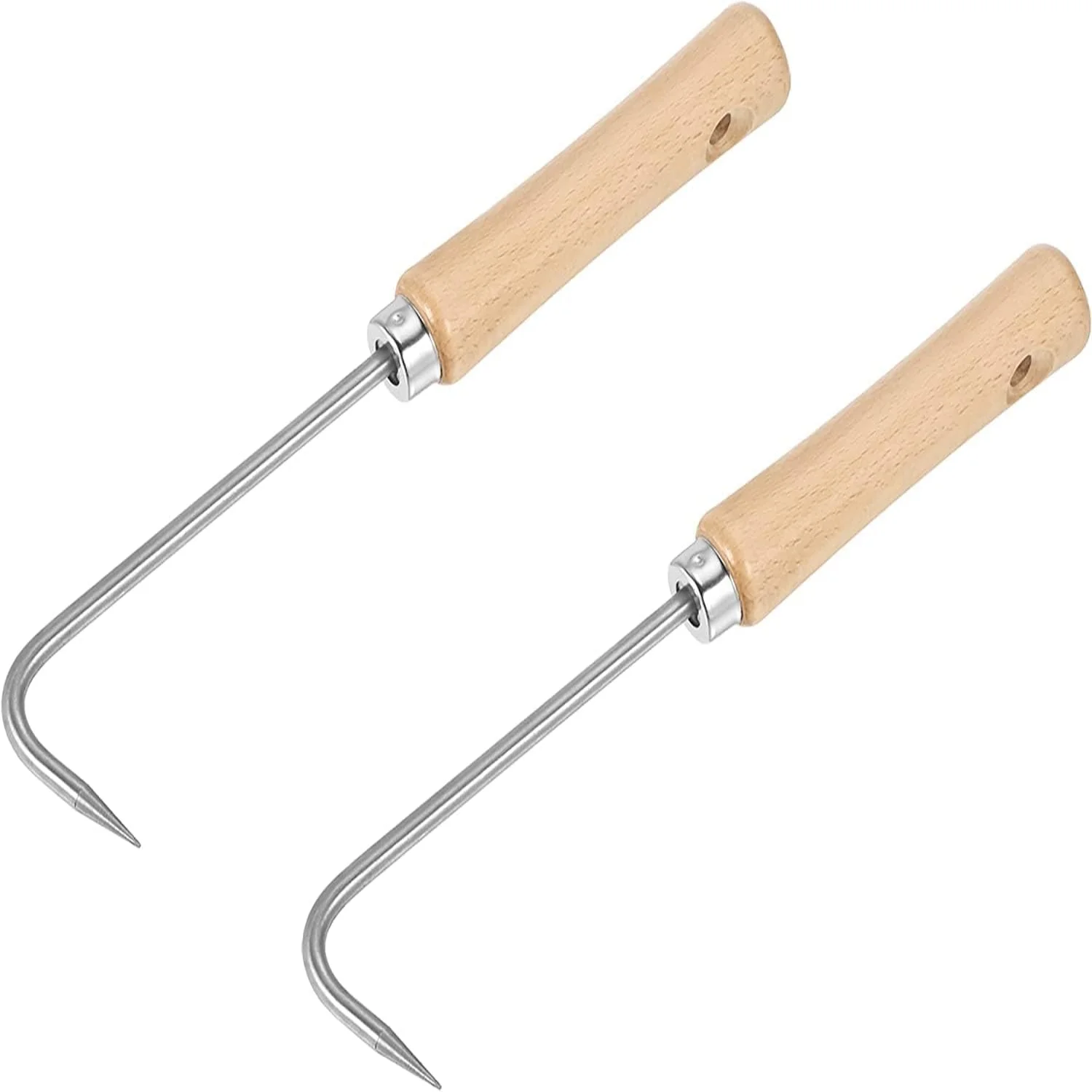 Ergonomic  Comfortable  and Efficient Steel Gardening Root Pick Rake Tool with Sturdy Wooden Handle - Ideal for Effective Soil Cultivation and Weed Removal - Designed for Comfort and Ease