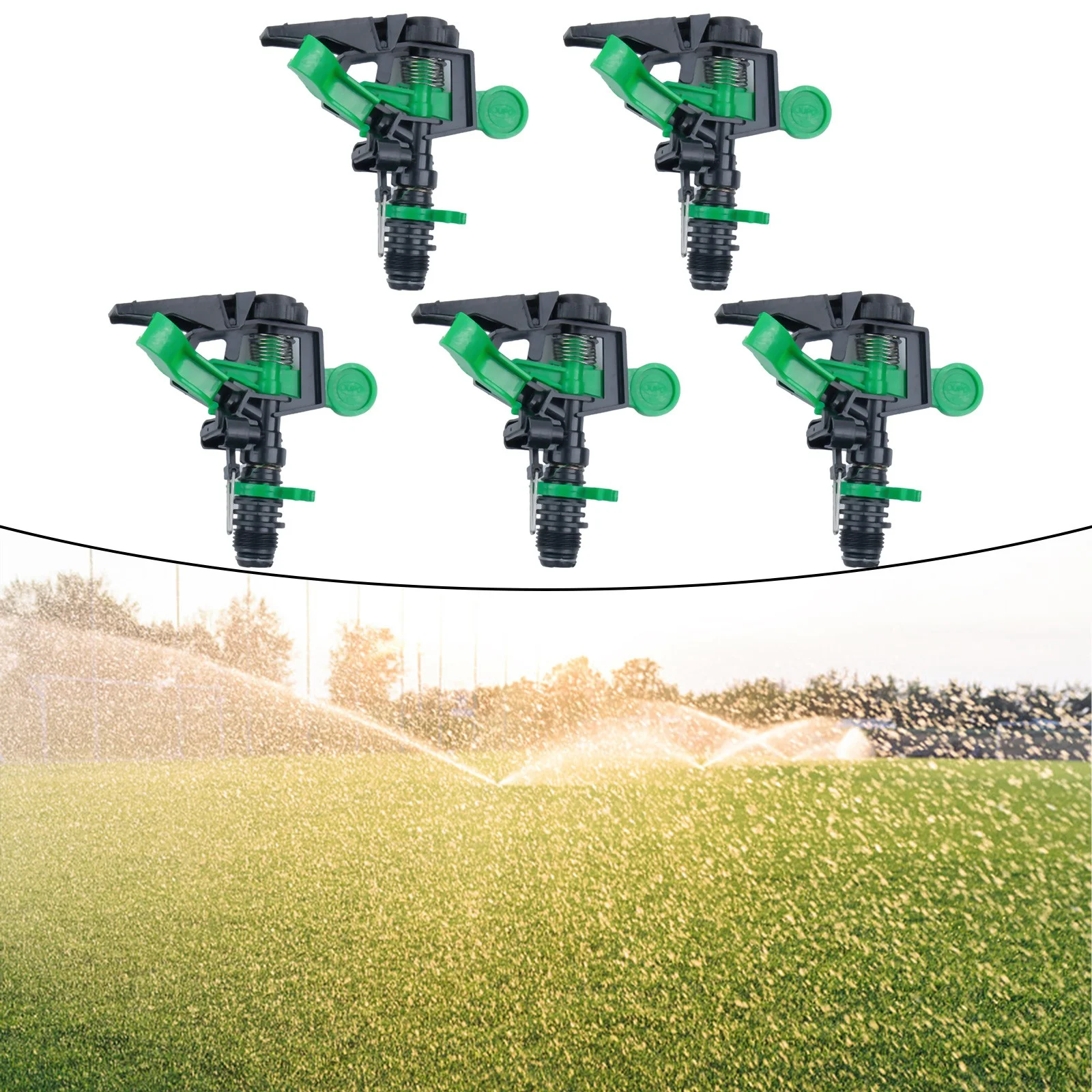 5Pcs ABS Impact Sprinkler Head Adjustable 0-360 Degree 34Ft-60Ft Spray Distance