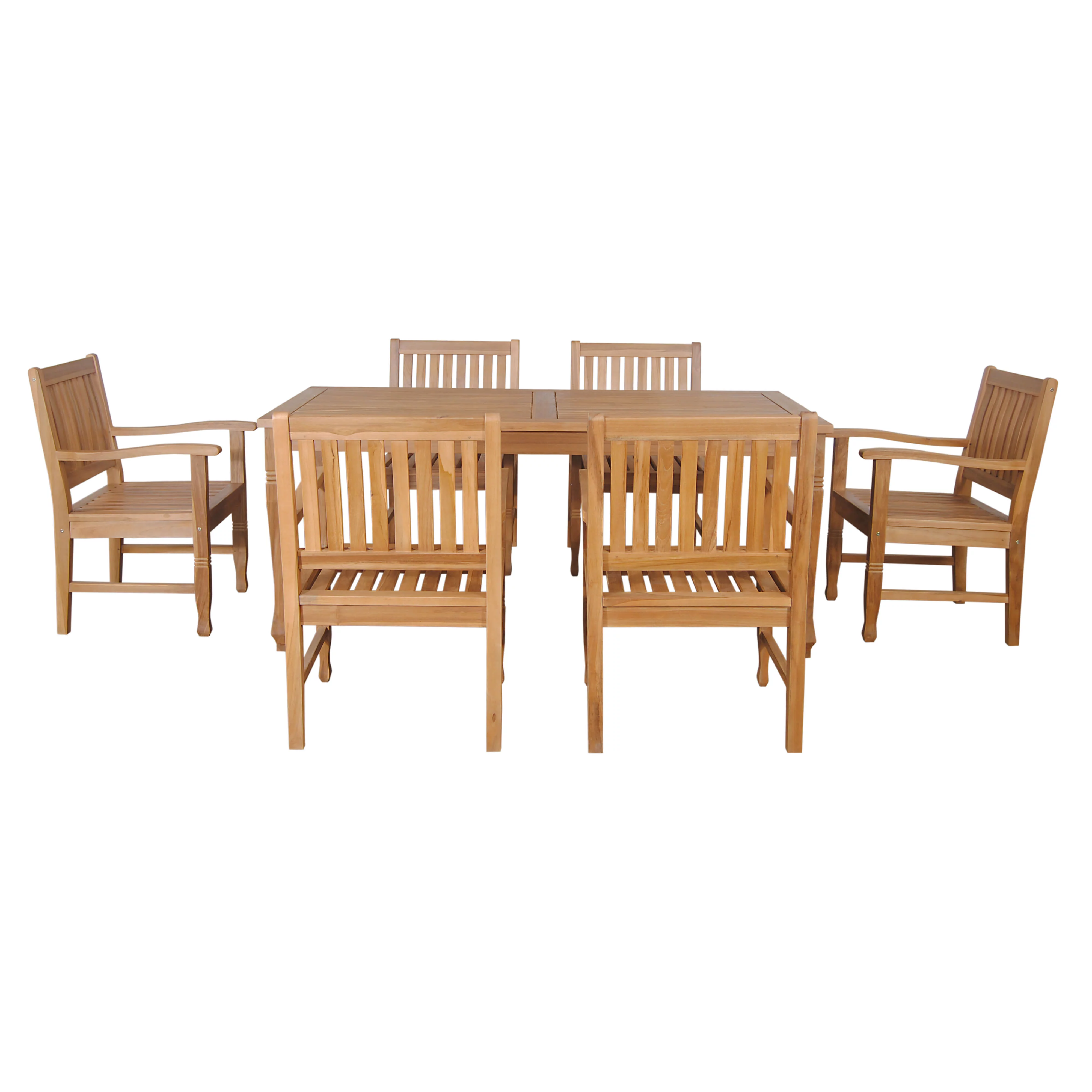 Anderson Teak Rockford 7-Pieces Outdoor Dining Set 6 Armchair, 1 Rect Table