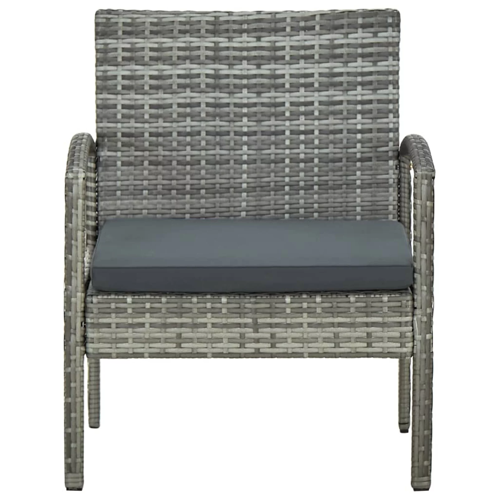 Dcenta Garden Chair with Gray Cushion Poly Rattan  Dining Chair for Patio, Backyard, Poolside, Beach 22.8 x 22.8 x 28.3 Inches (W x D x H)