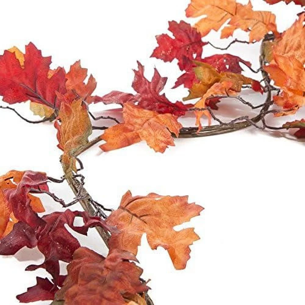 Autumn Silk Maple Leaves With Multiple Fall Colors By - Glitter Accented Maple Leaf For  Thanksgiving And Fall Decorations