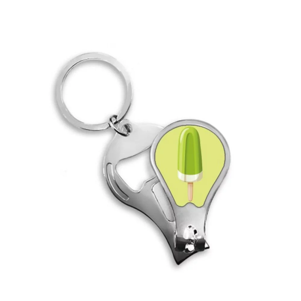Green Mung Bean Popsicle Sweet Ice Fingernail Clipper Cutter Opener Key Chain Scissor