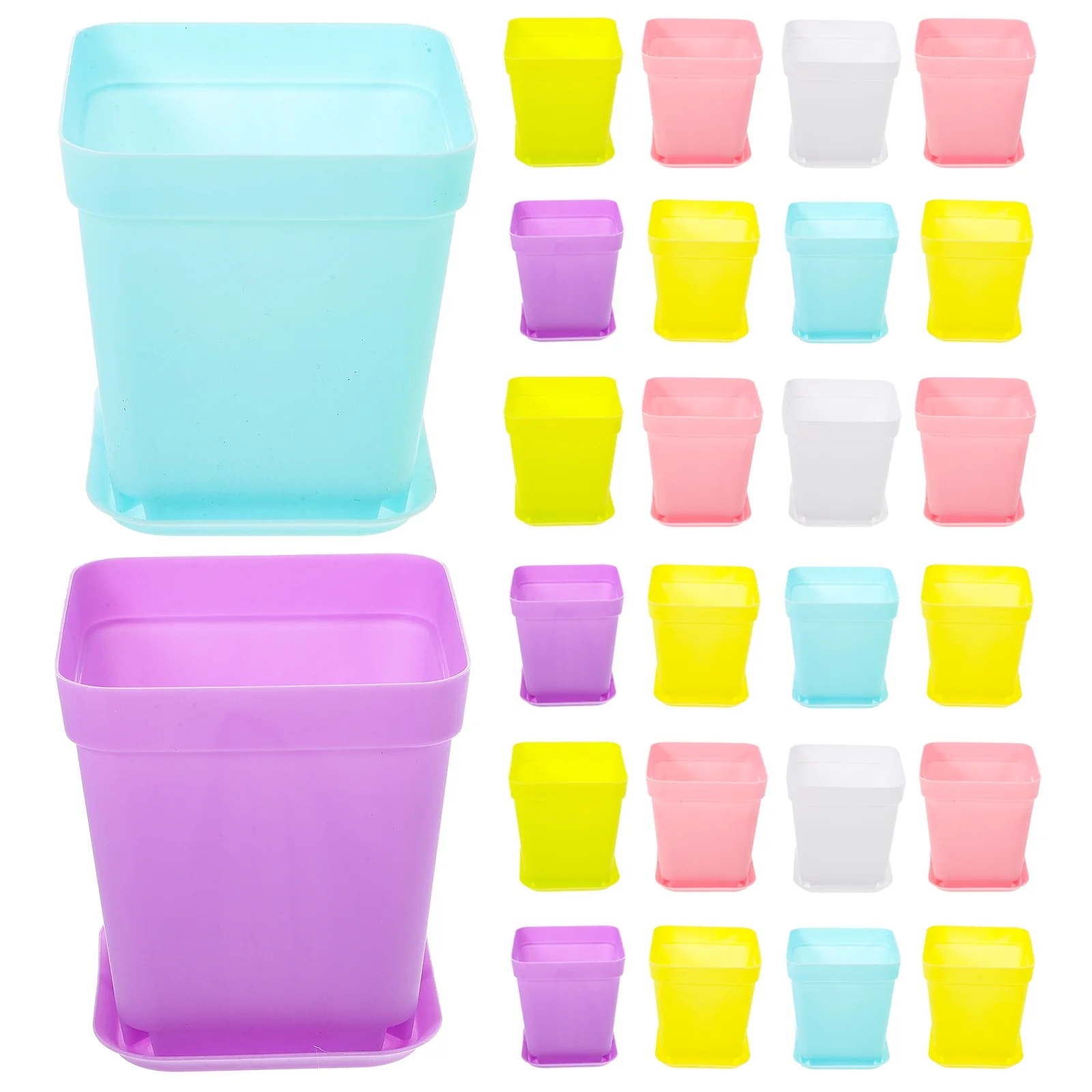 60 Set Plastic Nursery Pot Plant Seedling Planter Square Pp Resin