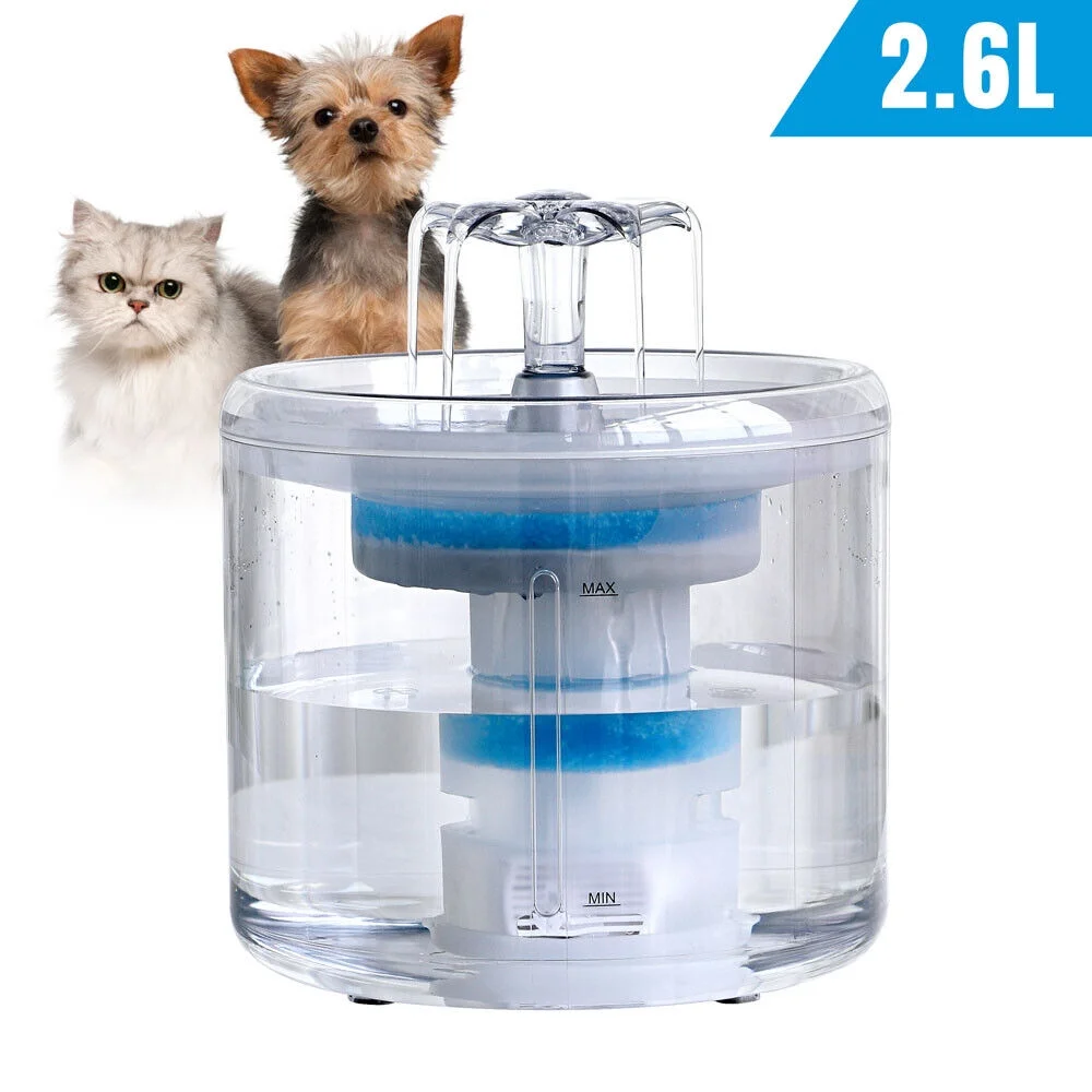Pet Artist 2.6L Automatic Pet Dog Cat Water Fountain Drinking Bowl Dispenser with Filter
