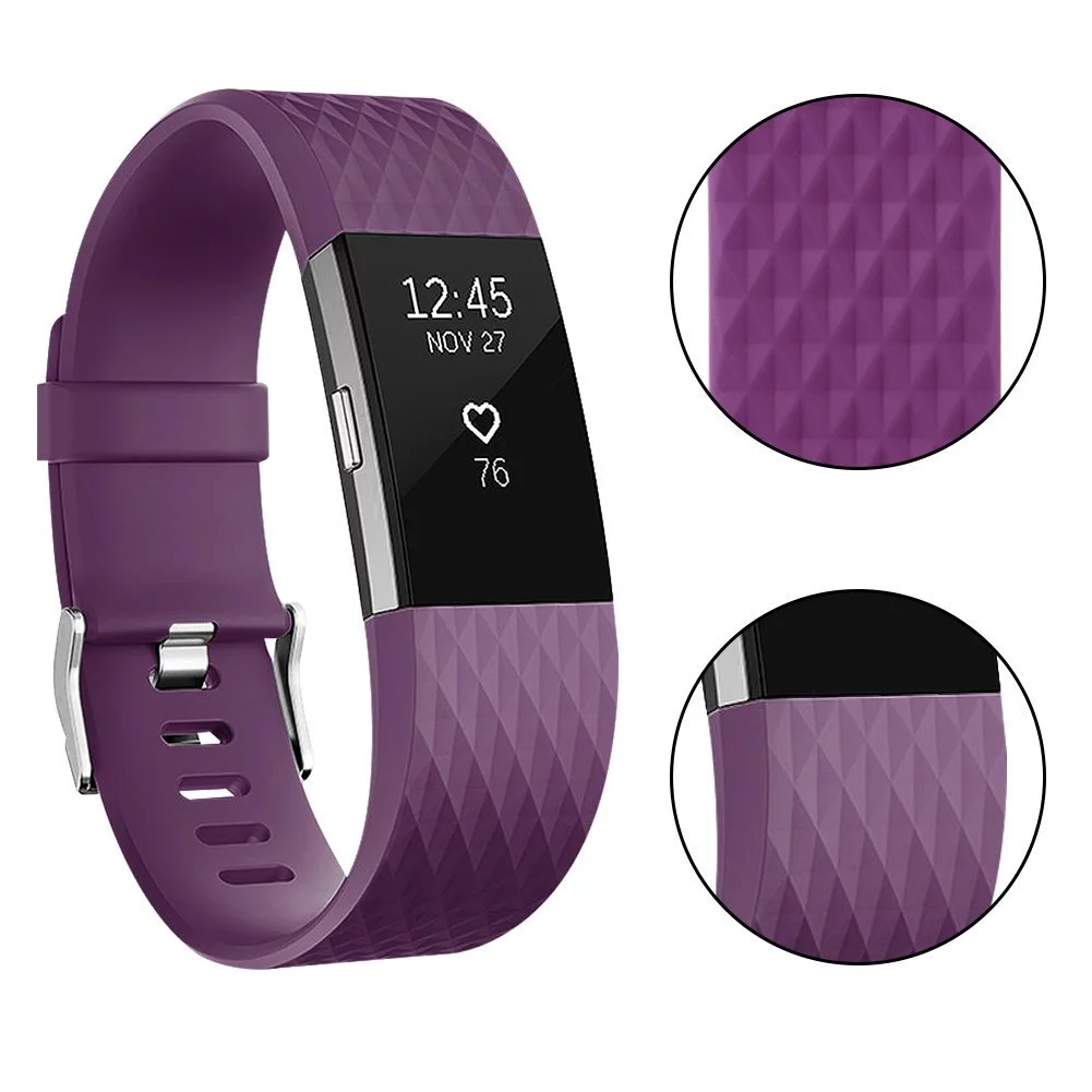Fitbit Charge 2 Bands Band Replacement Small Large Silicone Special Plum, Large