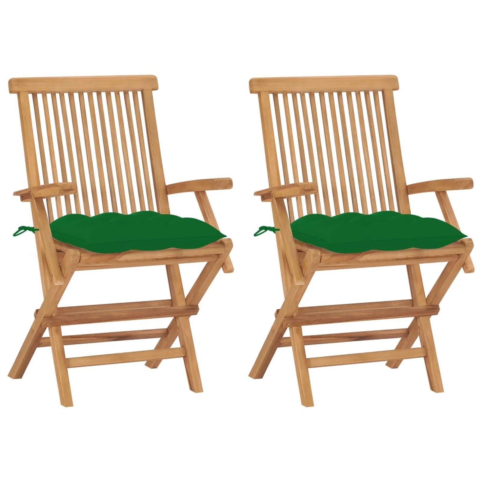 Aibecy Patio Chairs with Green Cushions 2 pcs Solid Teak Wood