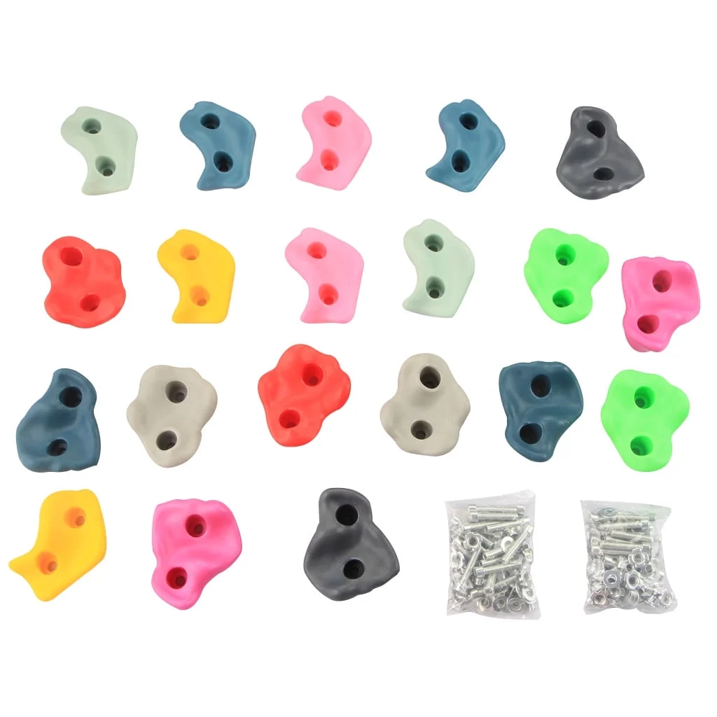 IFOYO 20PCS Rock Climbing Holds,Colorful Kids Climbing Rocks with 40 Expansion Screws for Kids over 4 Years Support 132lbs/60kg