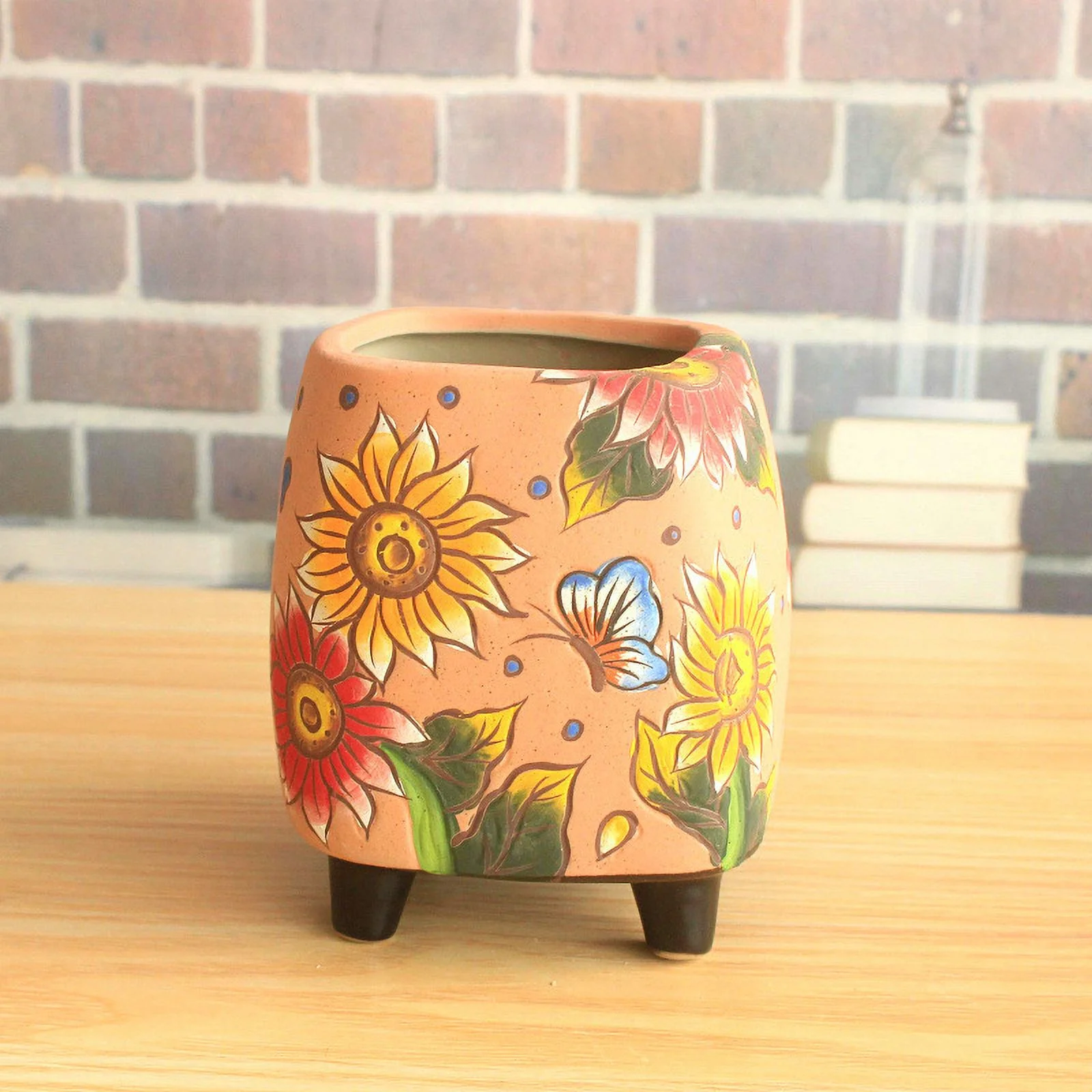 Hand-painted Ceramic Succulent Planter - Desktop Pot for Succulent Plants
