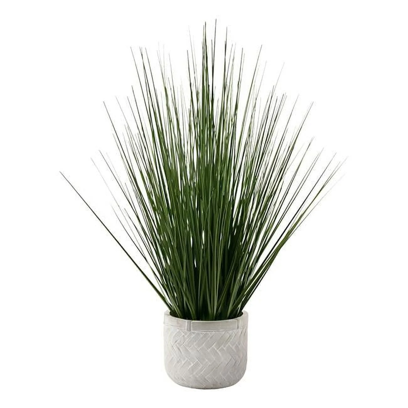 21 in. Decorative Green Grass Artificial Plant, White Pot