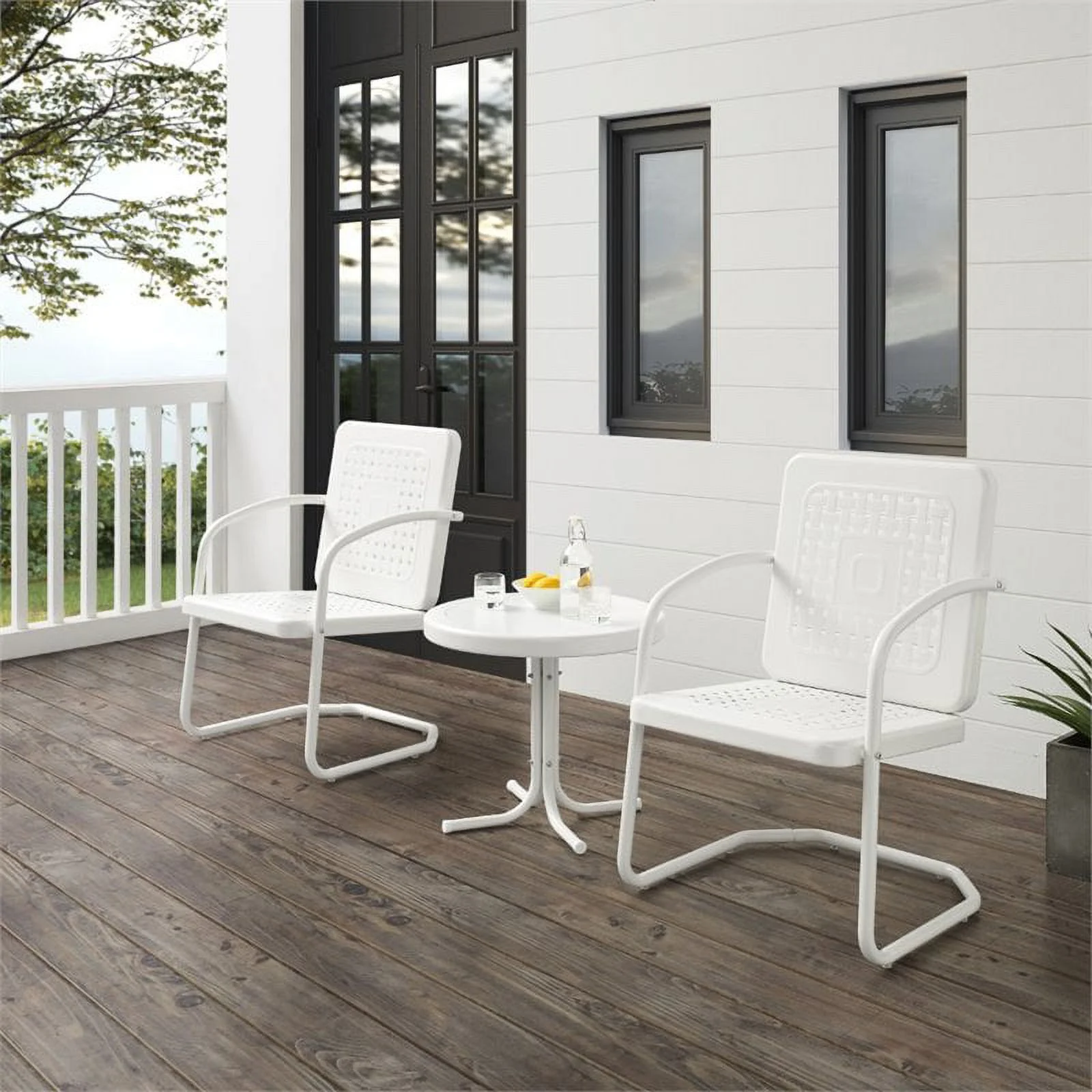 Afuera Living 3-Piece Metal Outdoor Chair Set in White Gloss